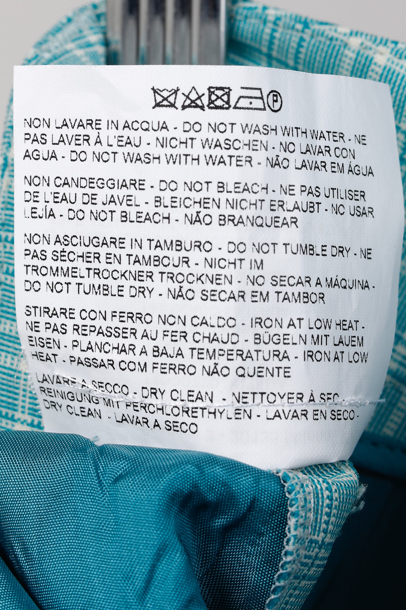 Etro Teal Plaid Wool Straight-Leg Trousers