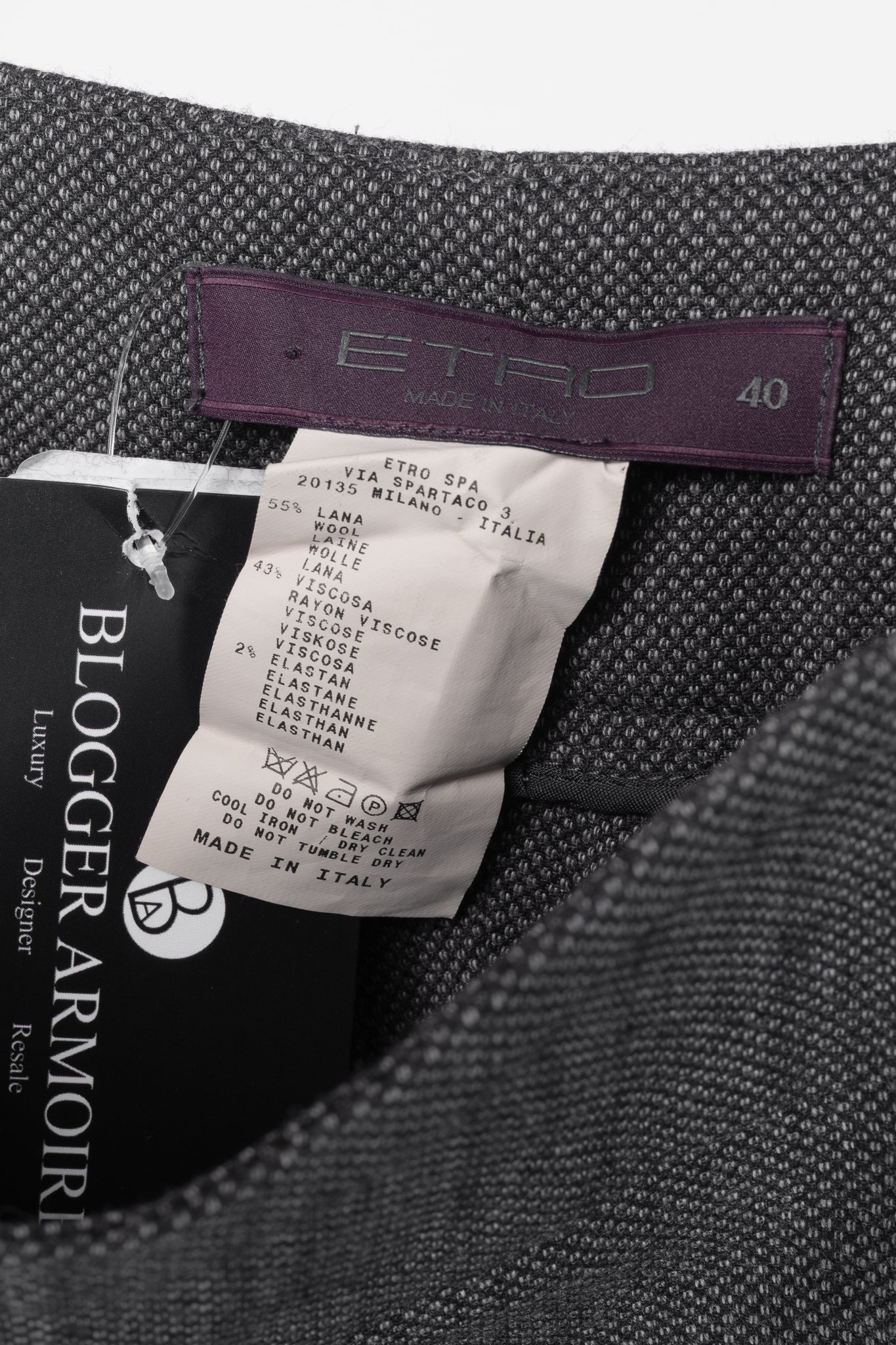 Etro Grey Micro-Dot Wool-Flannel Straight-Leg Trousers