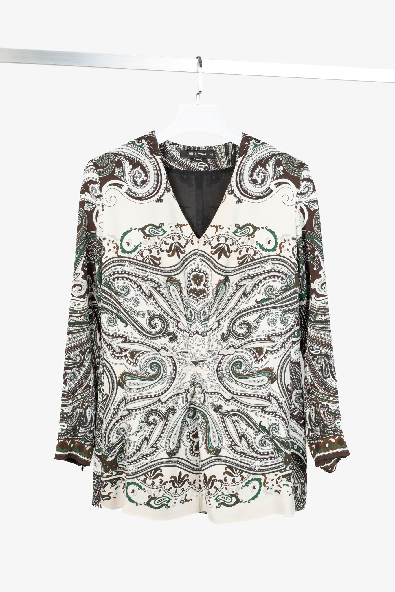 Etro White & Brown Paisley Long Sleeve Top