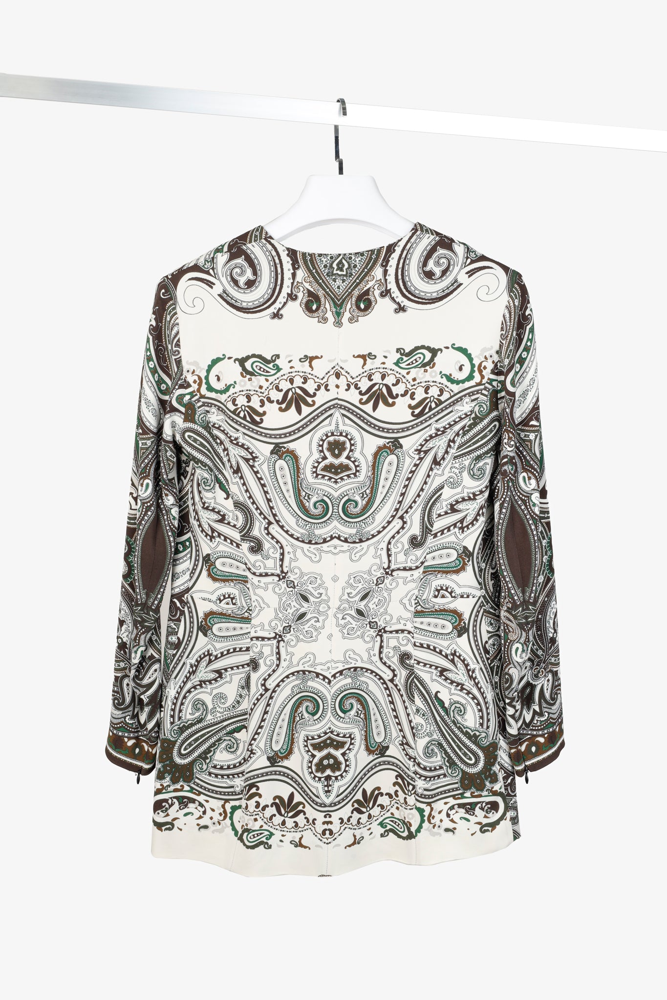Etro White & Brown Paisley Long Sleeve Top