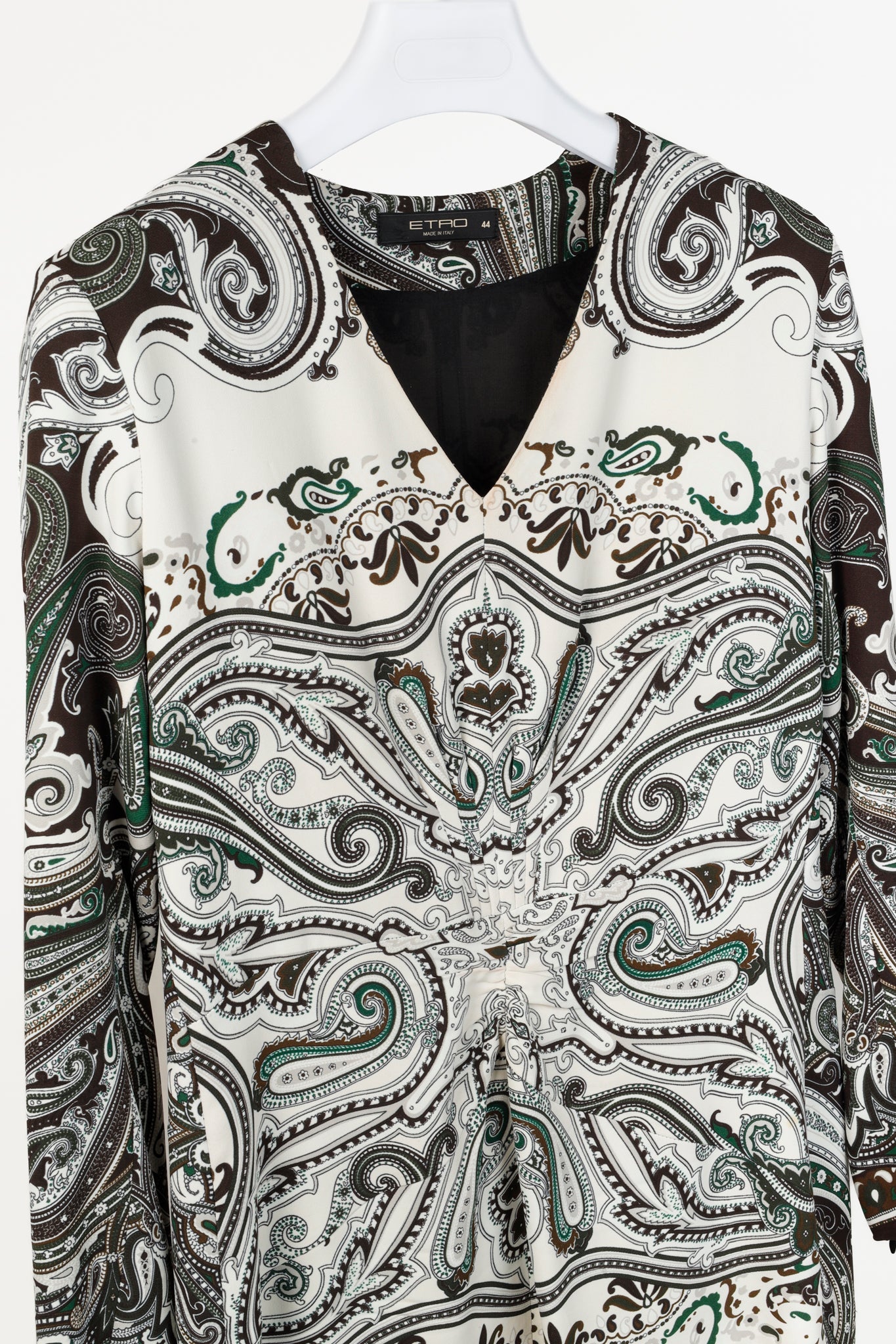 Etro White & Brown Paisley Long Sleeve Top