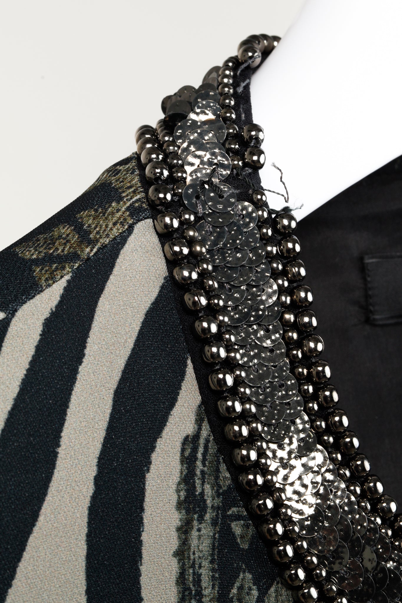Etro Grey Zebra Embellished 3/4 Sleeve Tunic