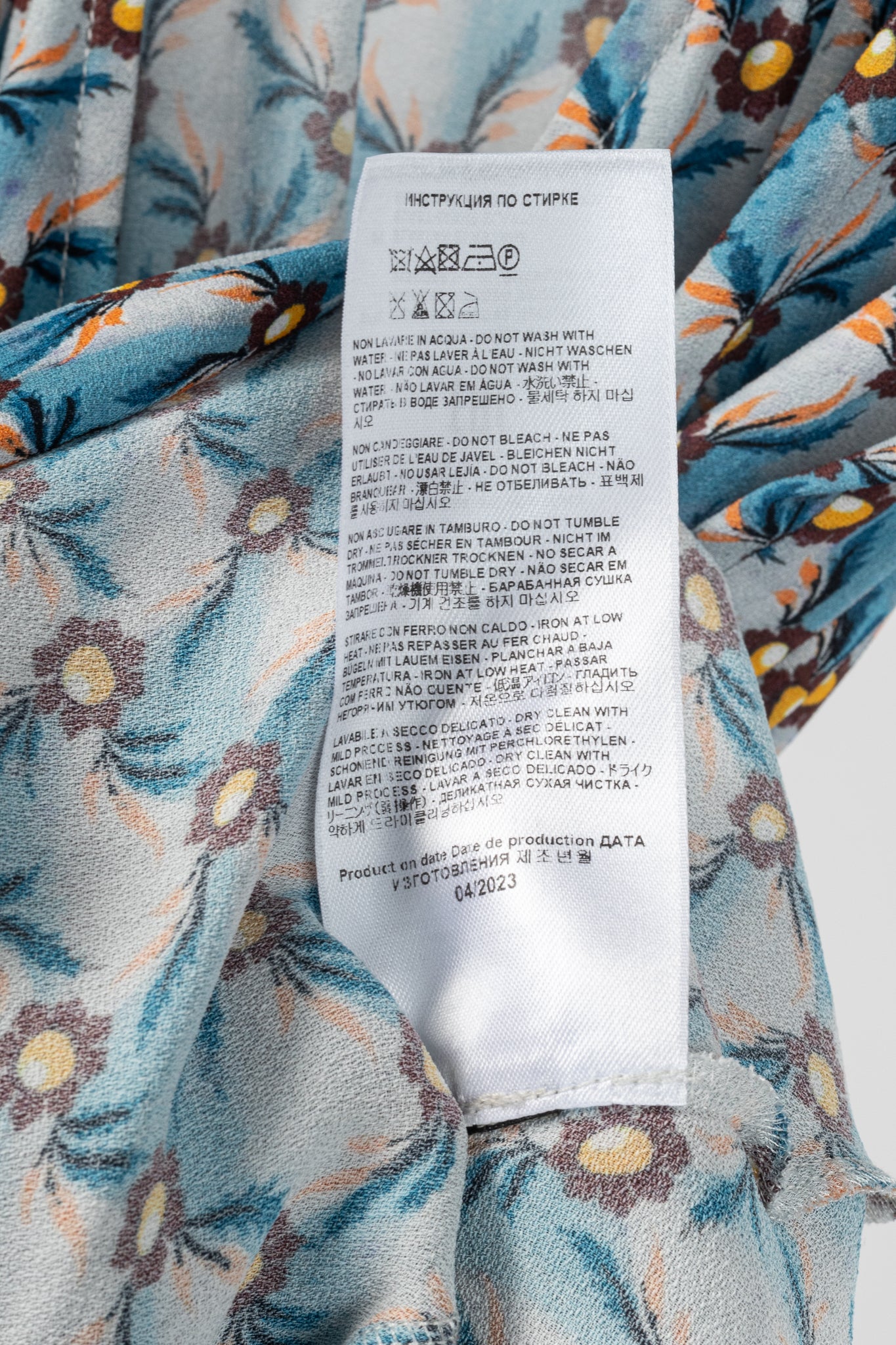 Etro PF/23 Azzurro Floralia Crepe Midi Wrap Dress