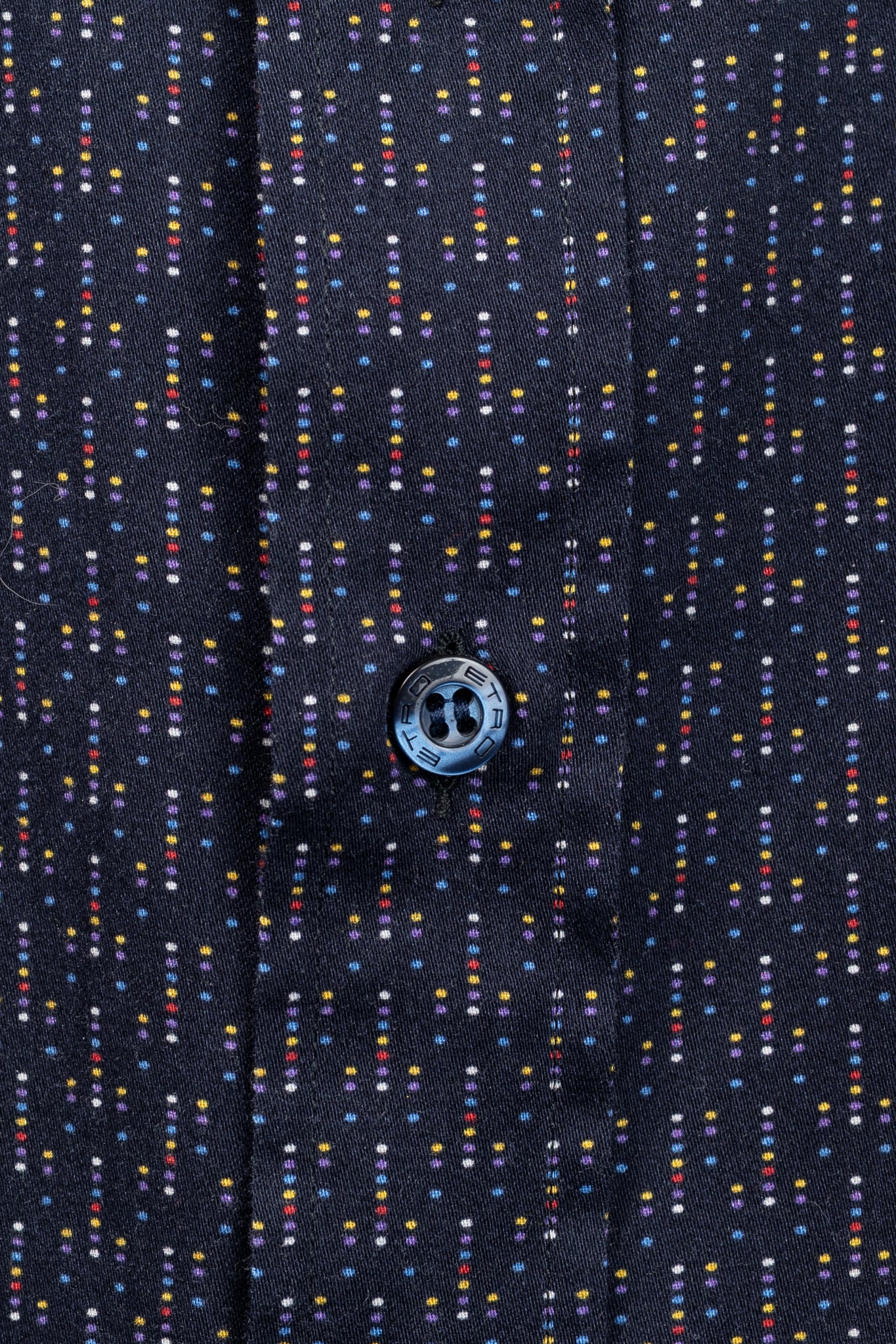 Etro Navy Micro-Dot Cotton Buttoned Shirt