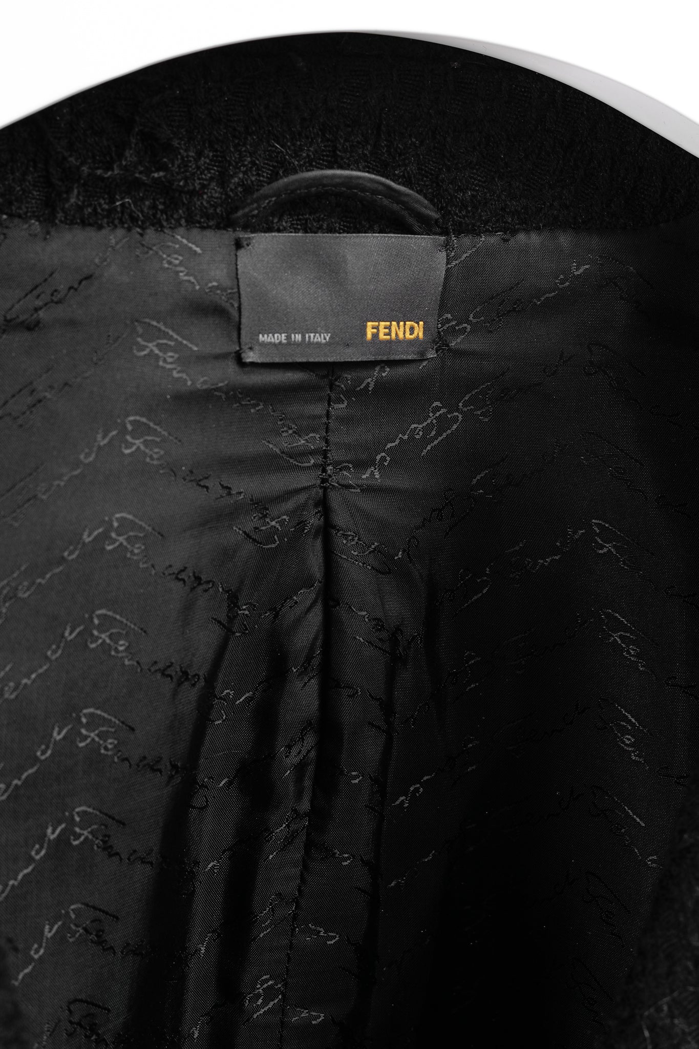 Fendi Vintage Shawl Collar Blazer in Black Textured Wool