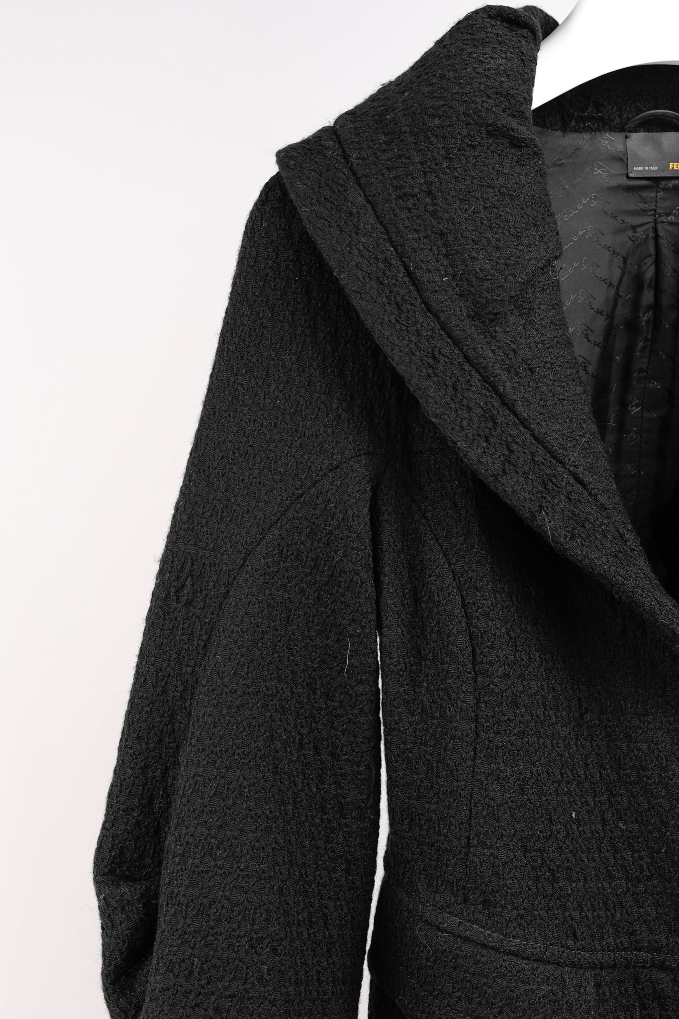 Fendi Vintage Shawl Collar Blazer in Black Textured Wool