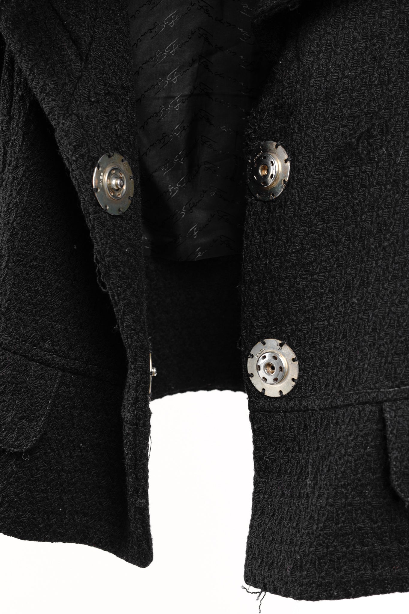 Fendi Vintage Shawl Collar Blazer in Black Textured Wool