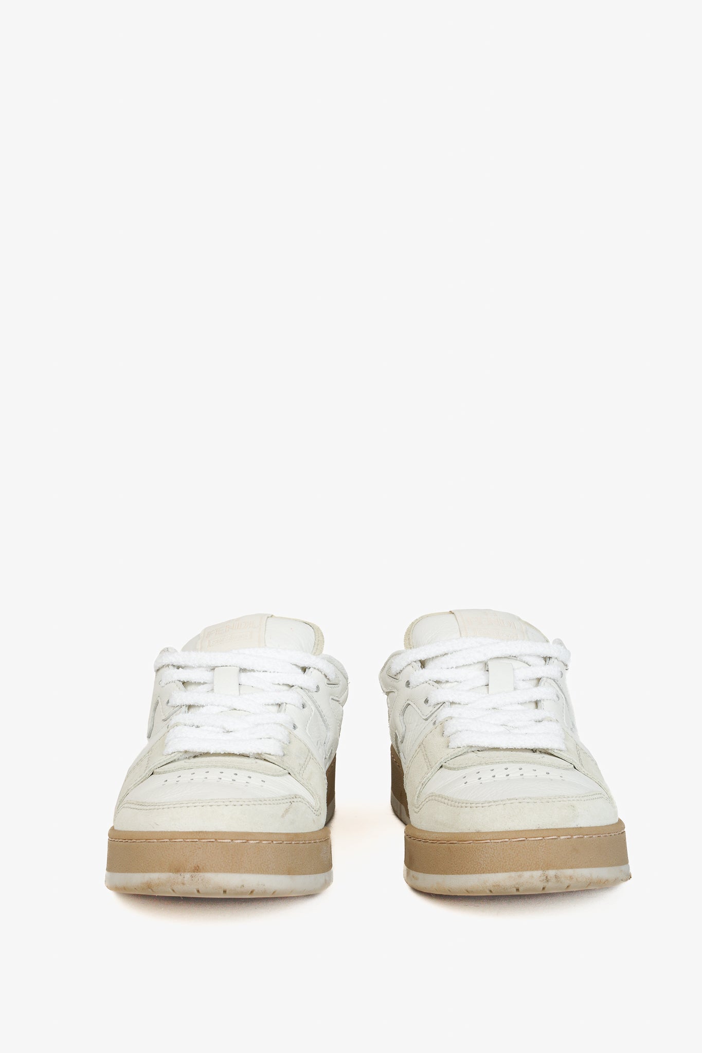Fendi Match FF Logo Low-Top Sneaker in White Suede and Leather