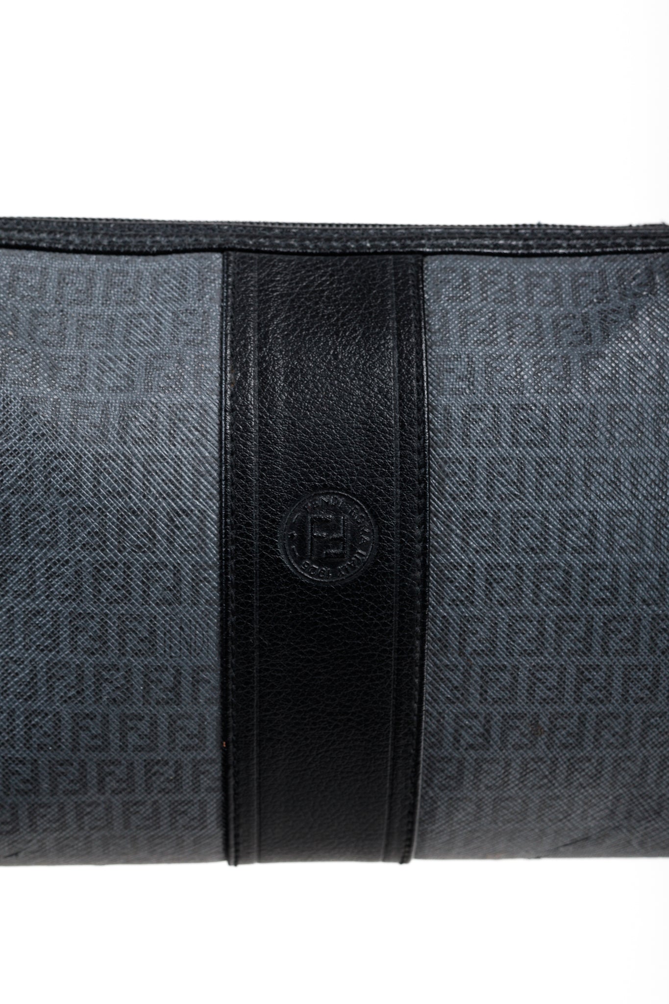 Fendi Vintage Grey & Black FF Coated Canvas Crossbody Bag