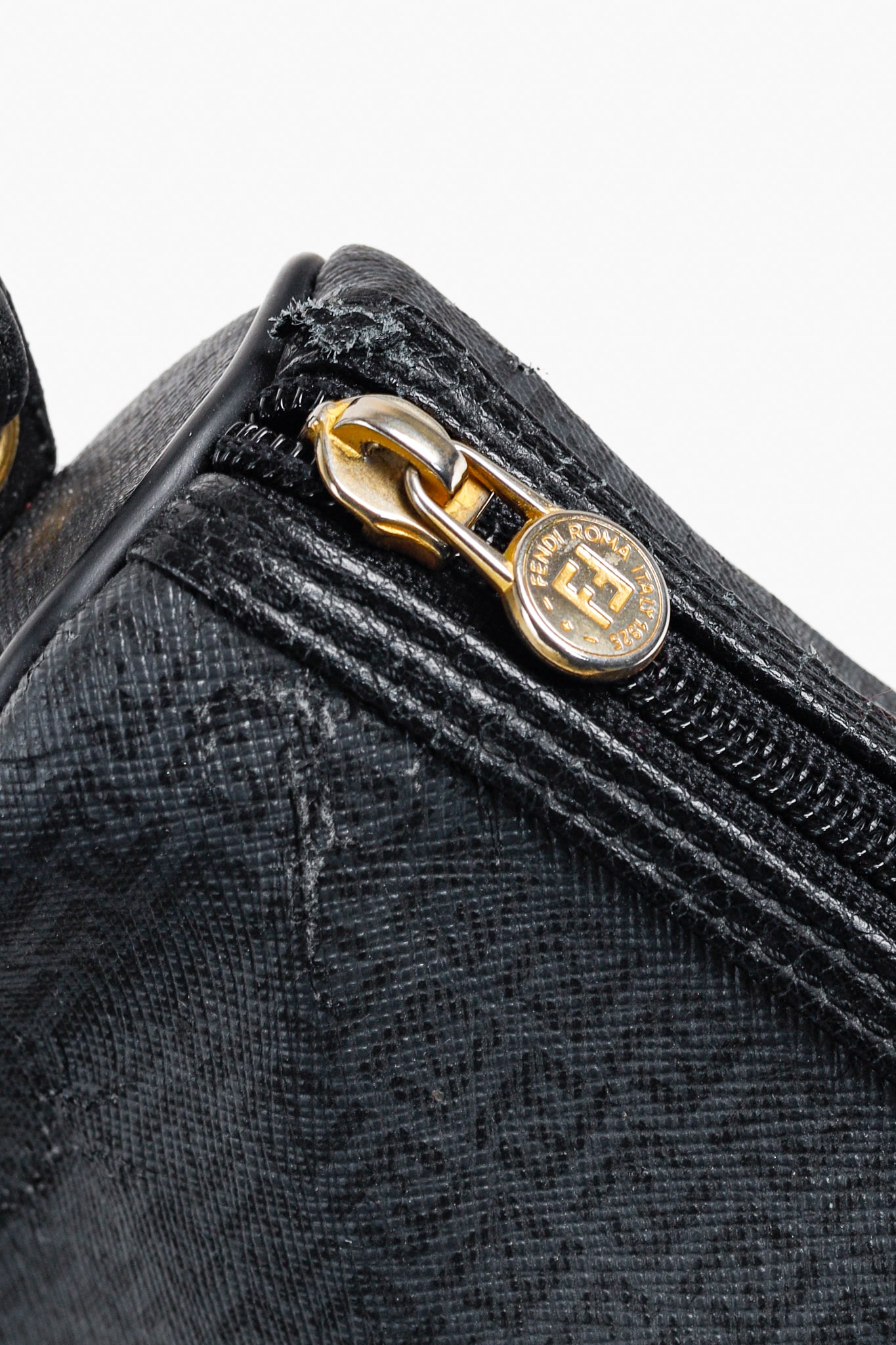 Fendi Vintage Grey & Black FF Coated Canvas Crossbody Bag