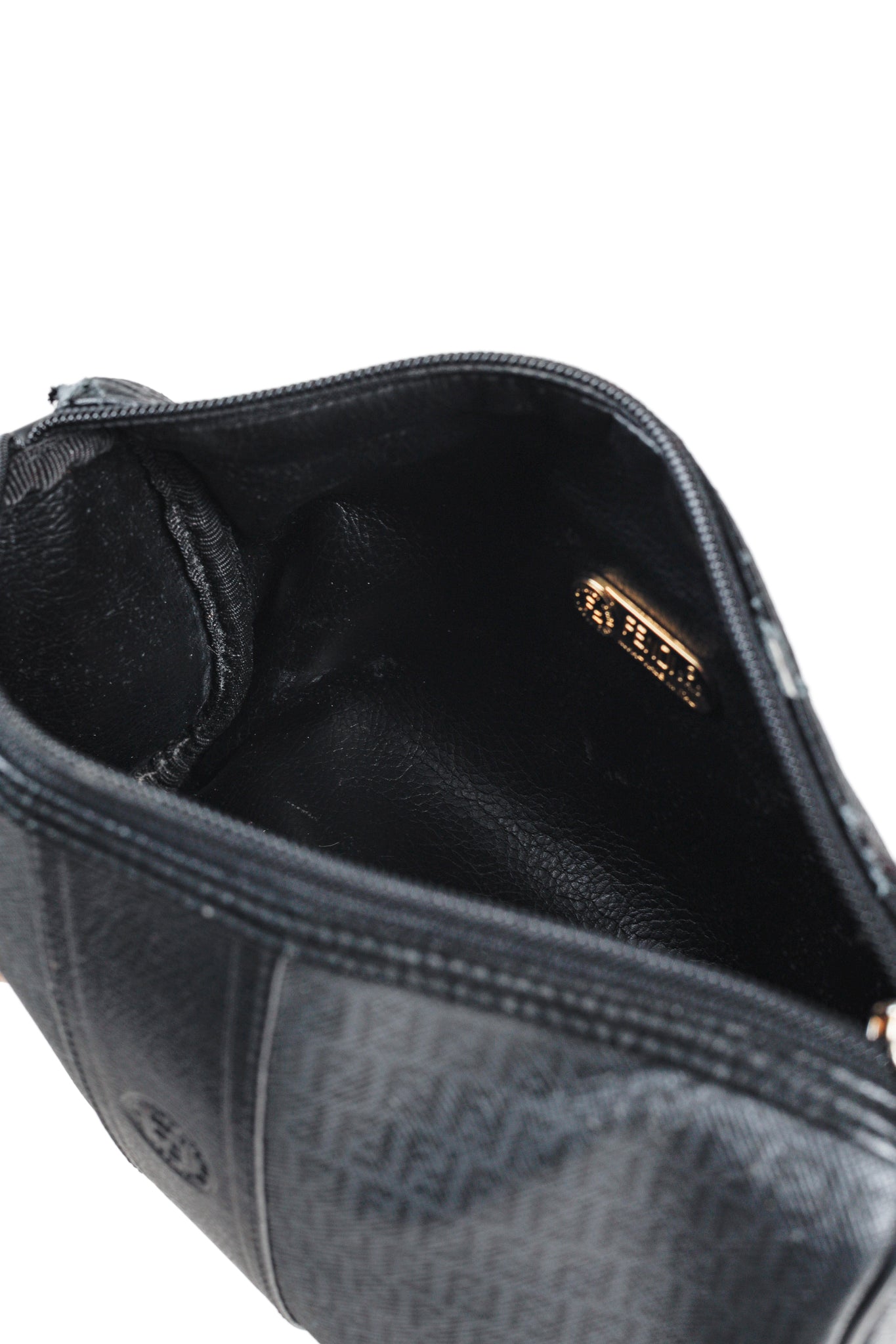 Fendi Vintage Grey & Black FF Coated Canvas Crossbody Bag