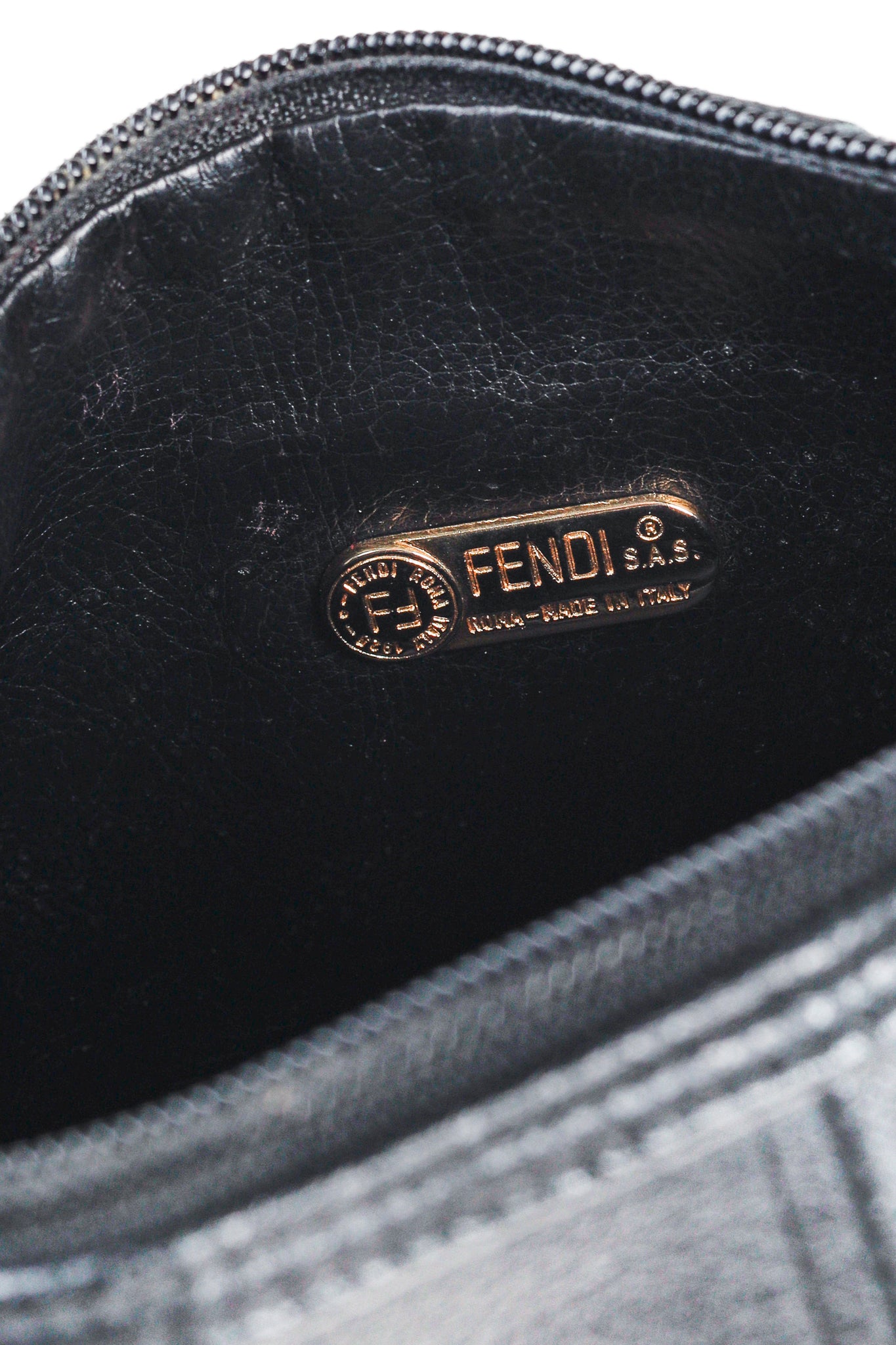 Fendi Vintage Grey & Black FF Coated Canvas Crossbody Bag
