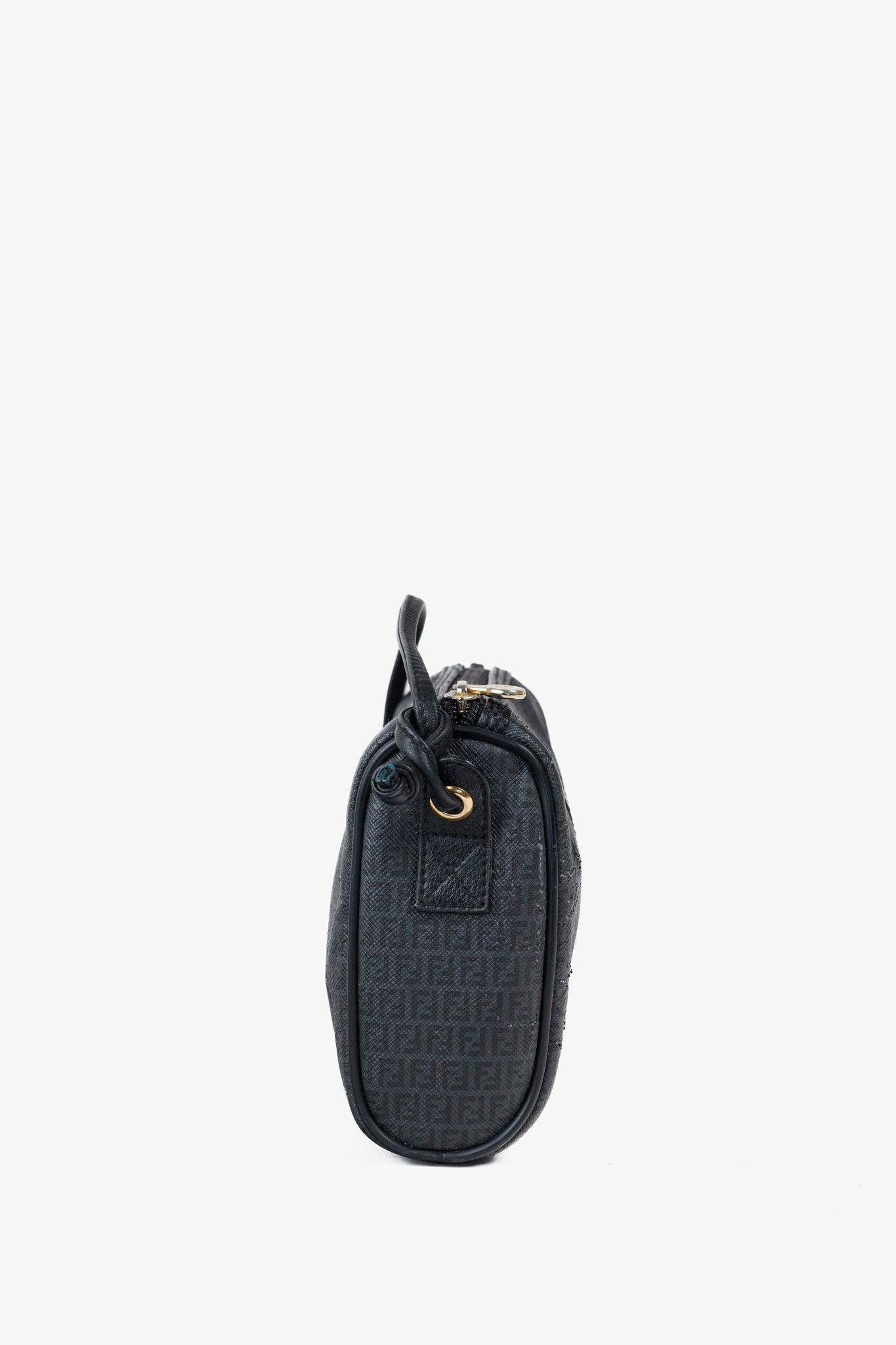 Fendi Vintage Grey & Black FF Coated Canvas Crossbody Bag