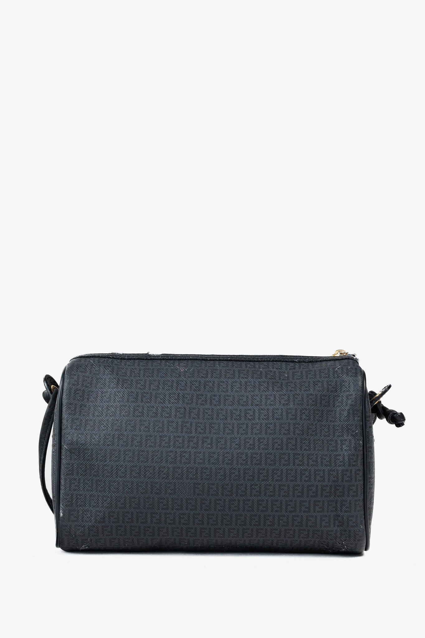 Fendi Vintage Grey & Black FF Coated Canvas Crossbody Bag