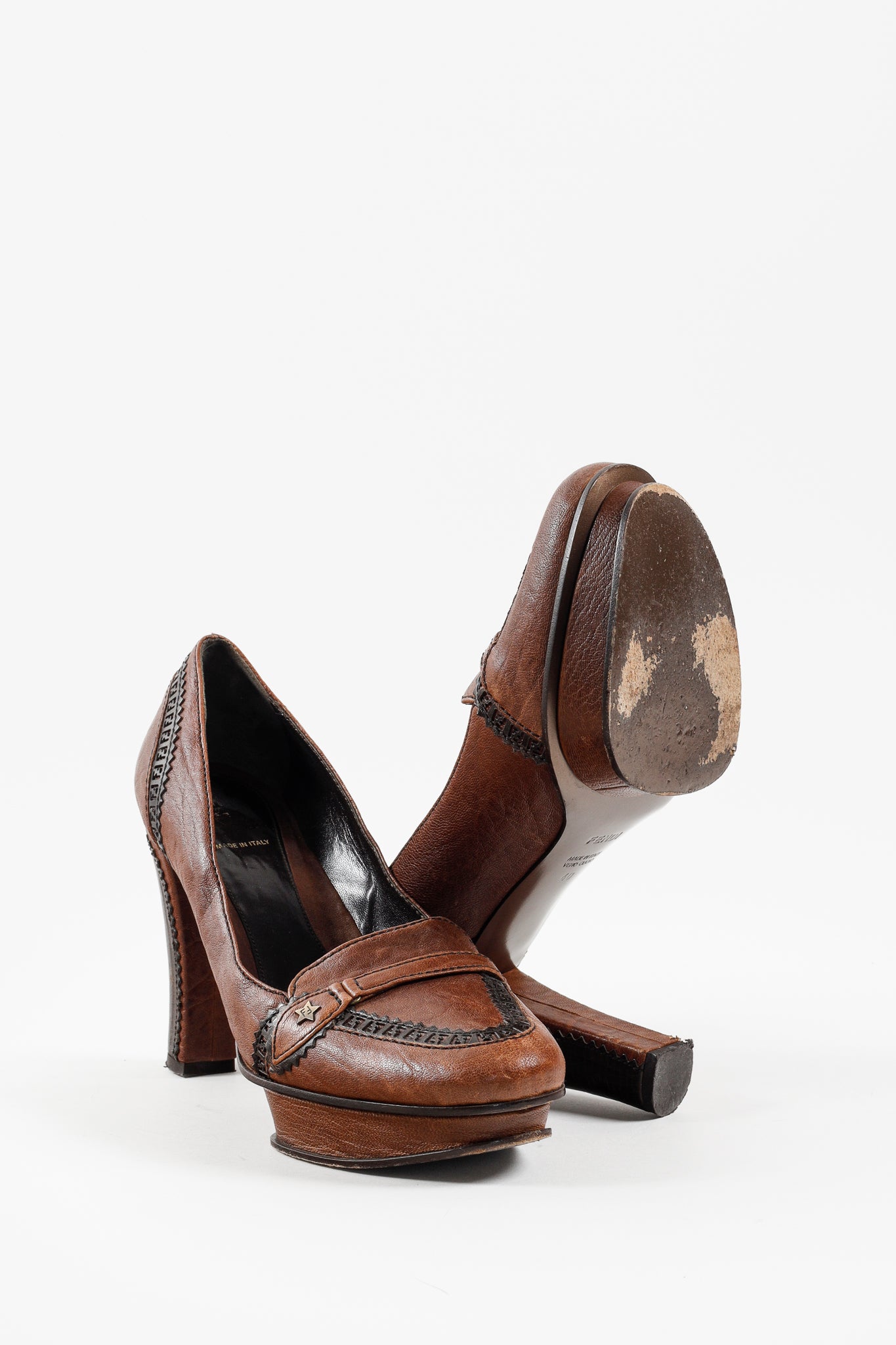 Fendi Brown Brogue Platform Pumps