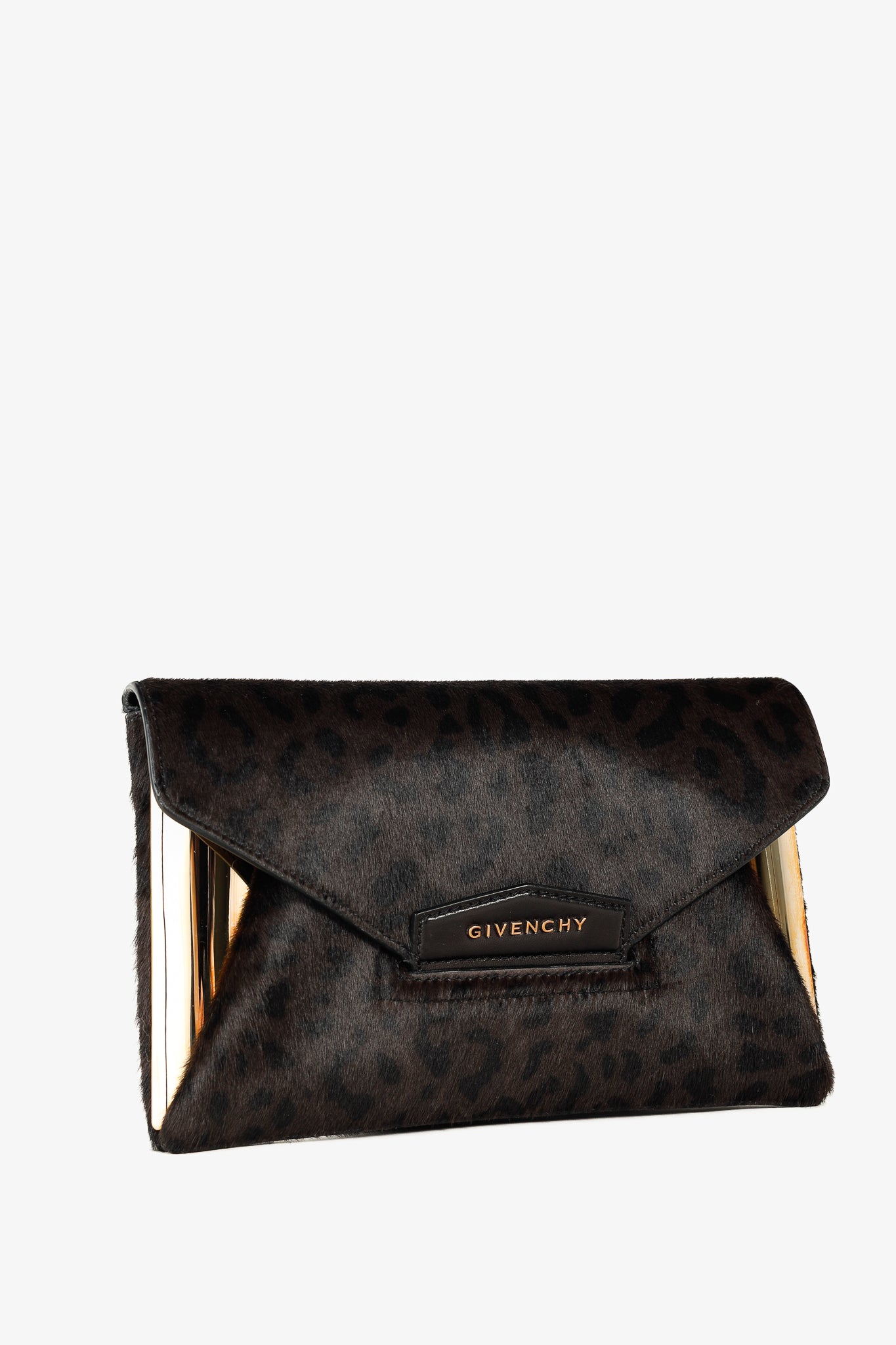 Givenchy Antigona Small Brown Leopard-Calf Hair Envelope Clutch