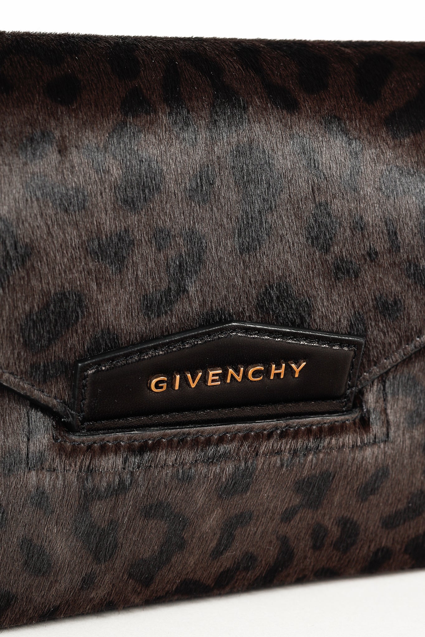 Givenchy Antigona Small Brown Leopard-Calf Hair Envelope Clutch