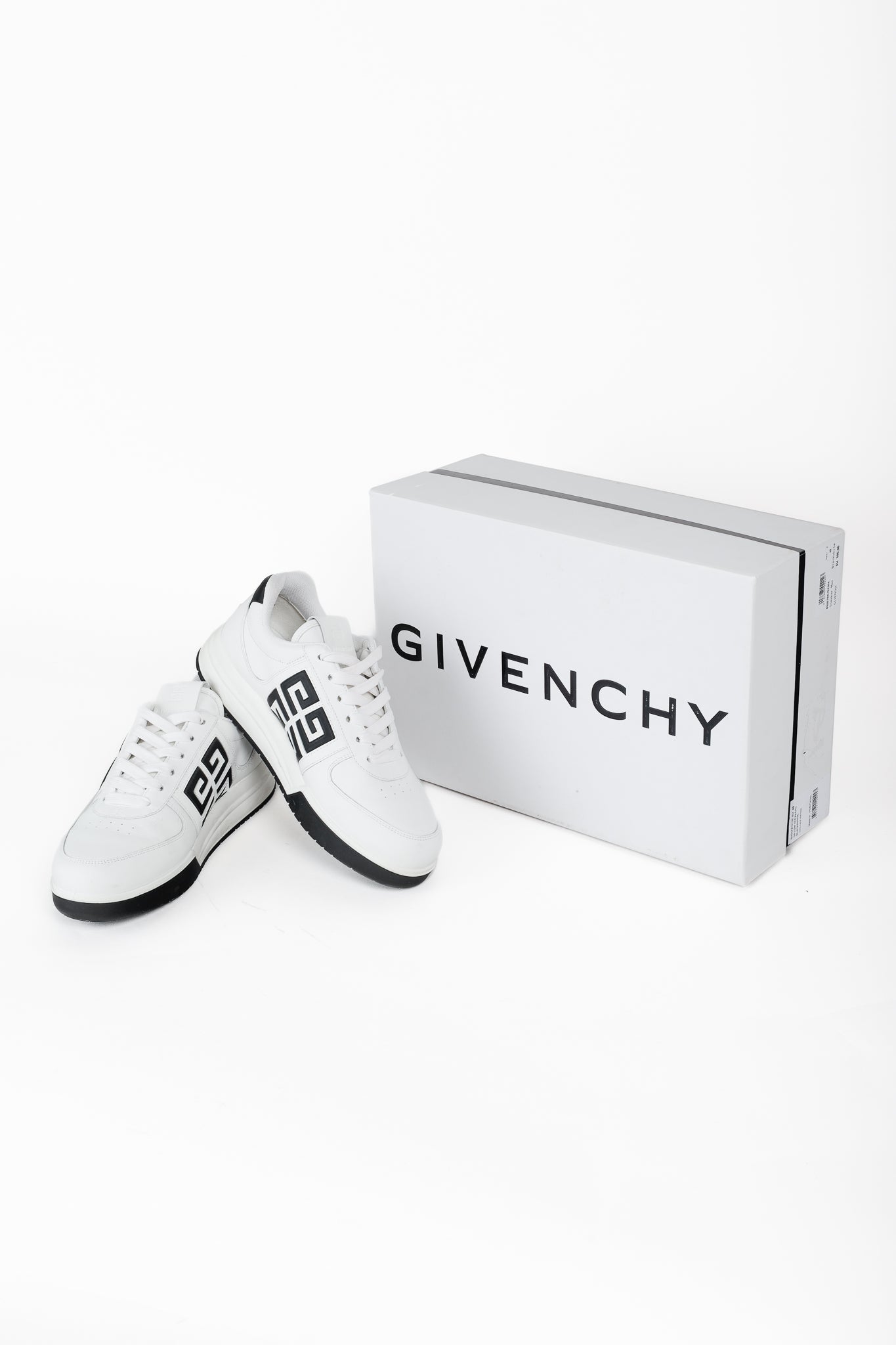 Givenchy White & Black G4 Leather Sneakers