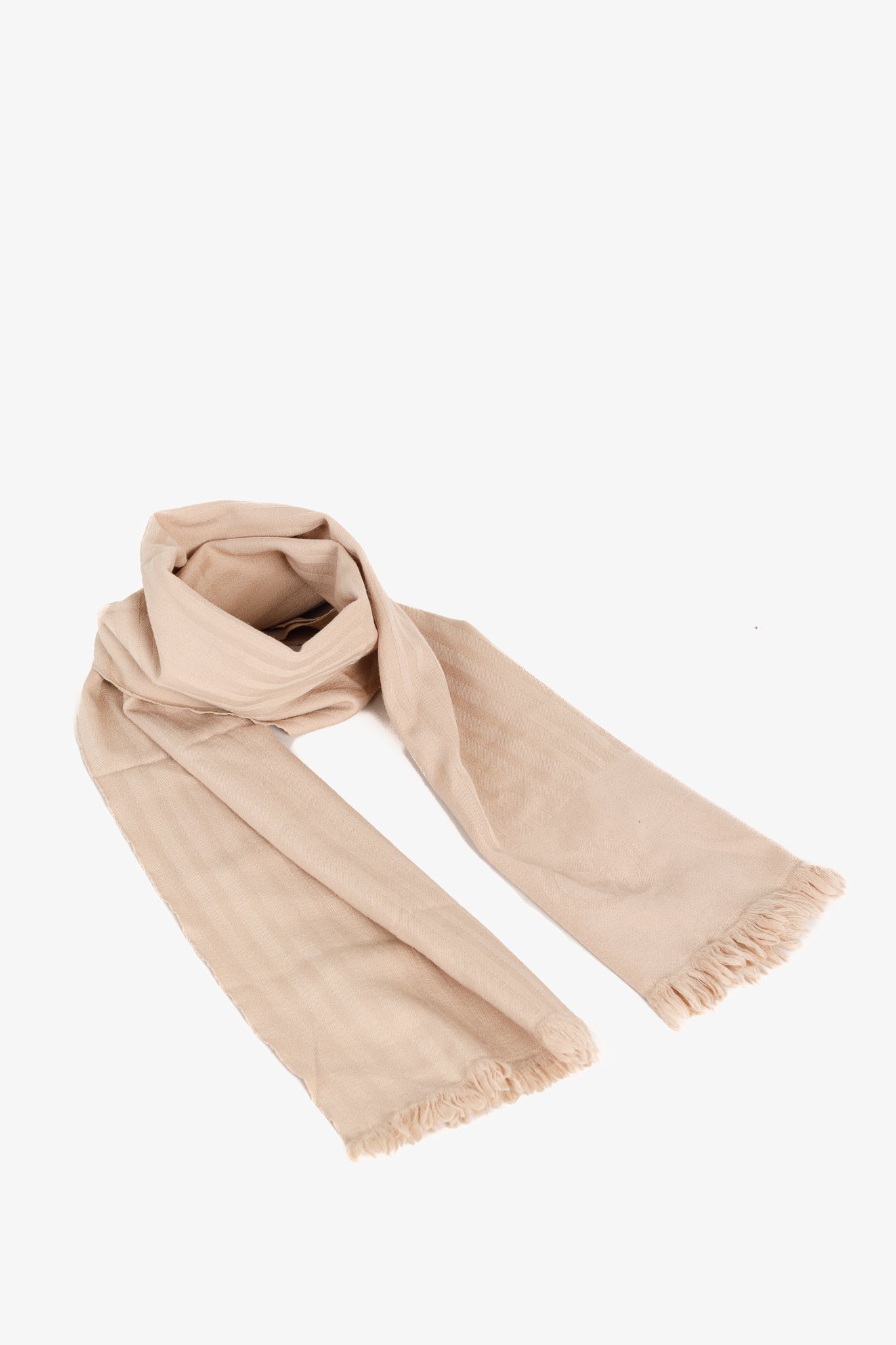 Gucci Beige Wool Striped GG Scarf