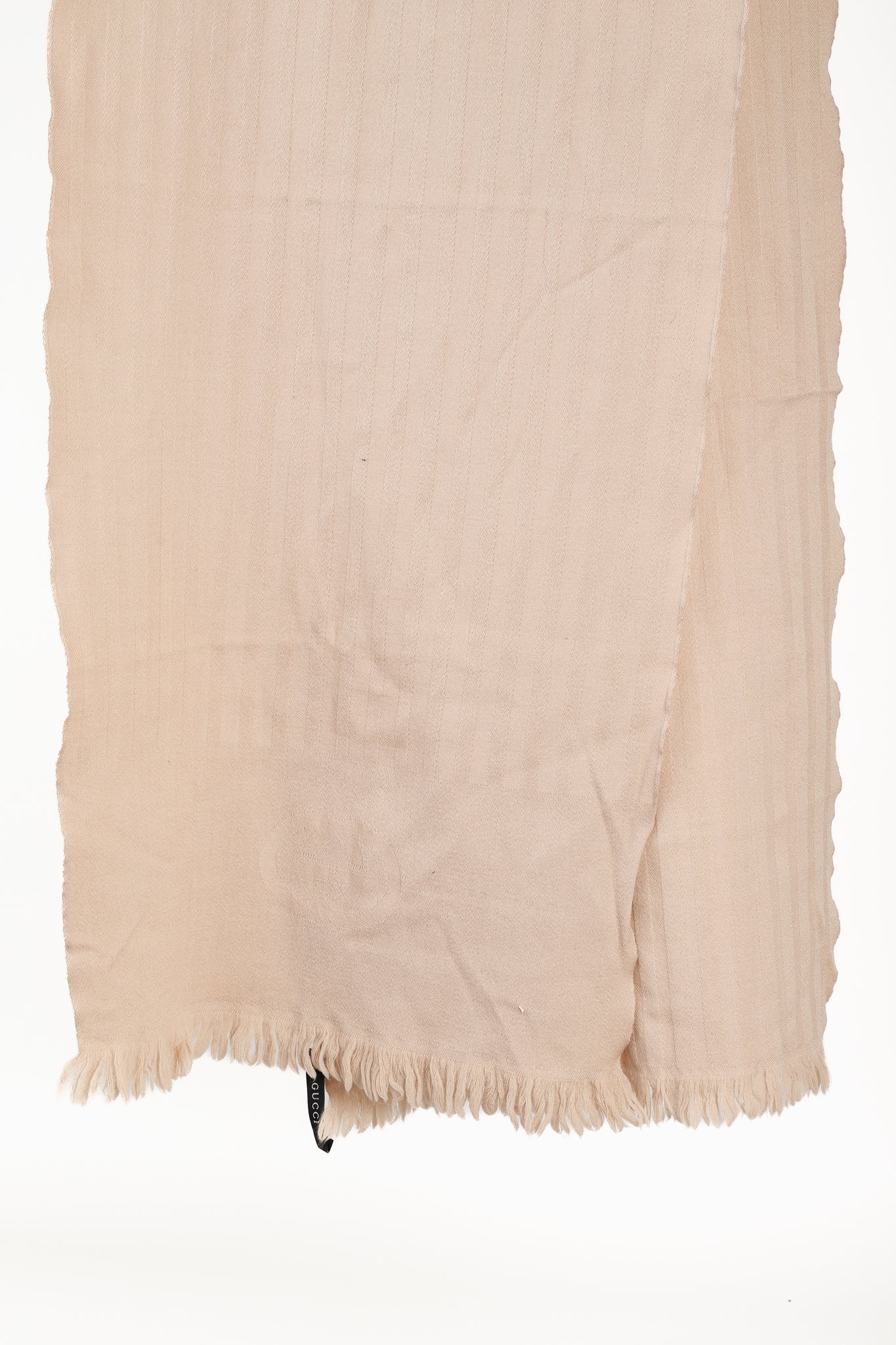 Gucci Beige Wool Striped GG Scarf