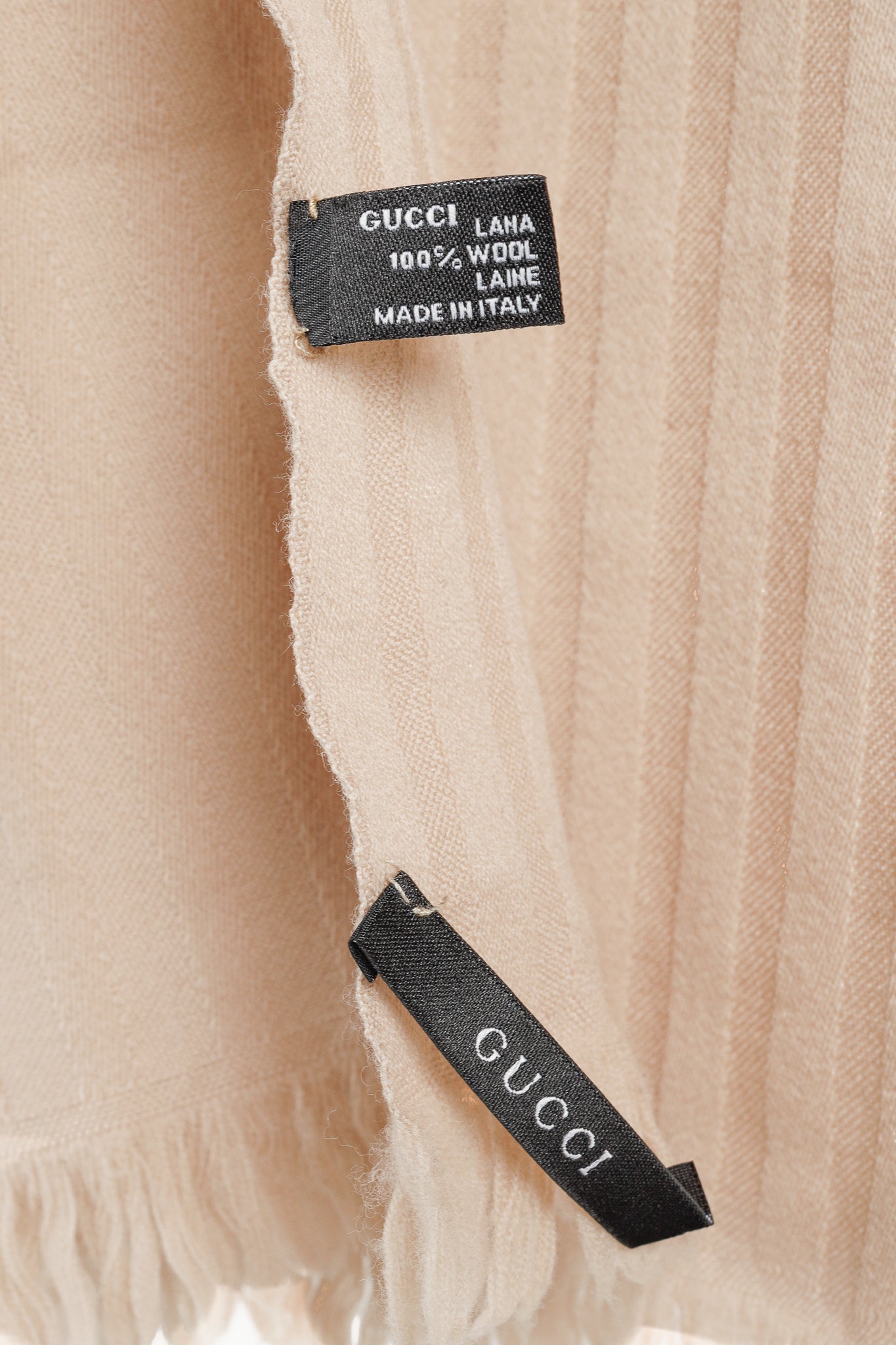 Gucci Beige Wool Striped GG Scarf