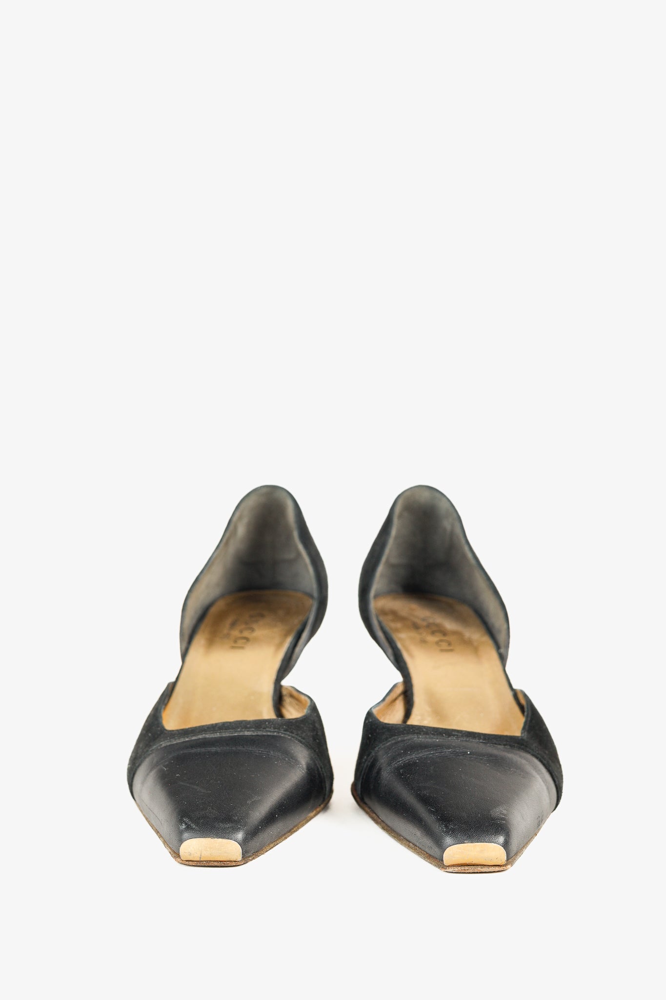 Gucci Tom Ford Era Black-Suede Pointed Toe Kitten Heels