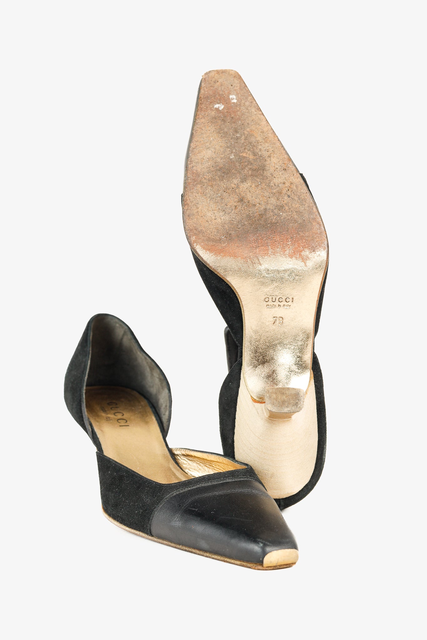Gucci Tom Ford Era Black-Suede Pointed Toe Kitten Heels