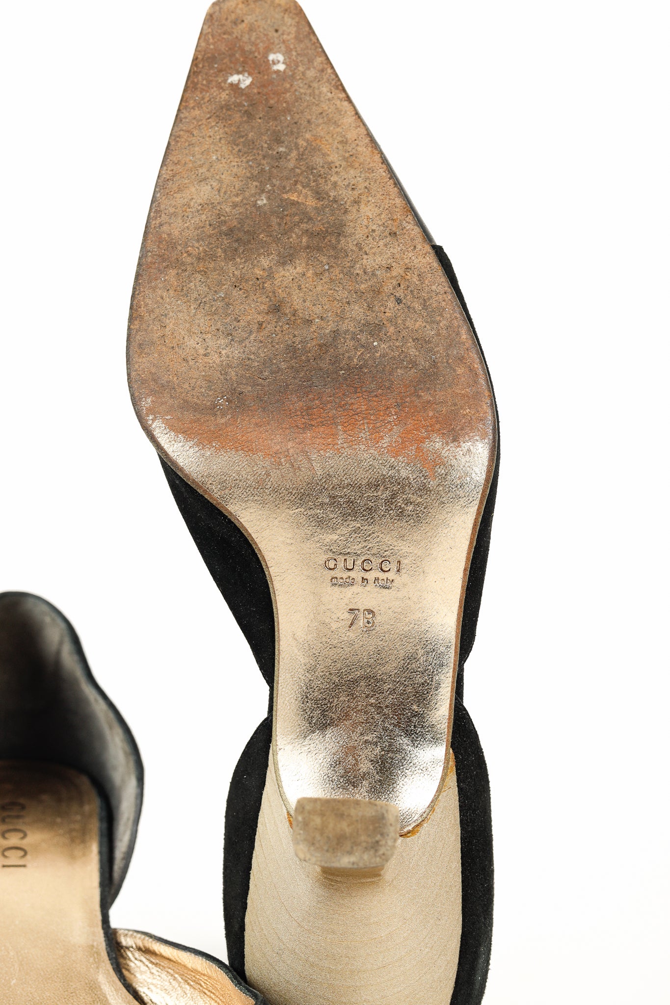 Gucci Tom Ford Era Black-Suede Pointed Toe Kitten Heels