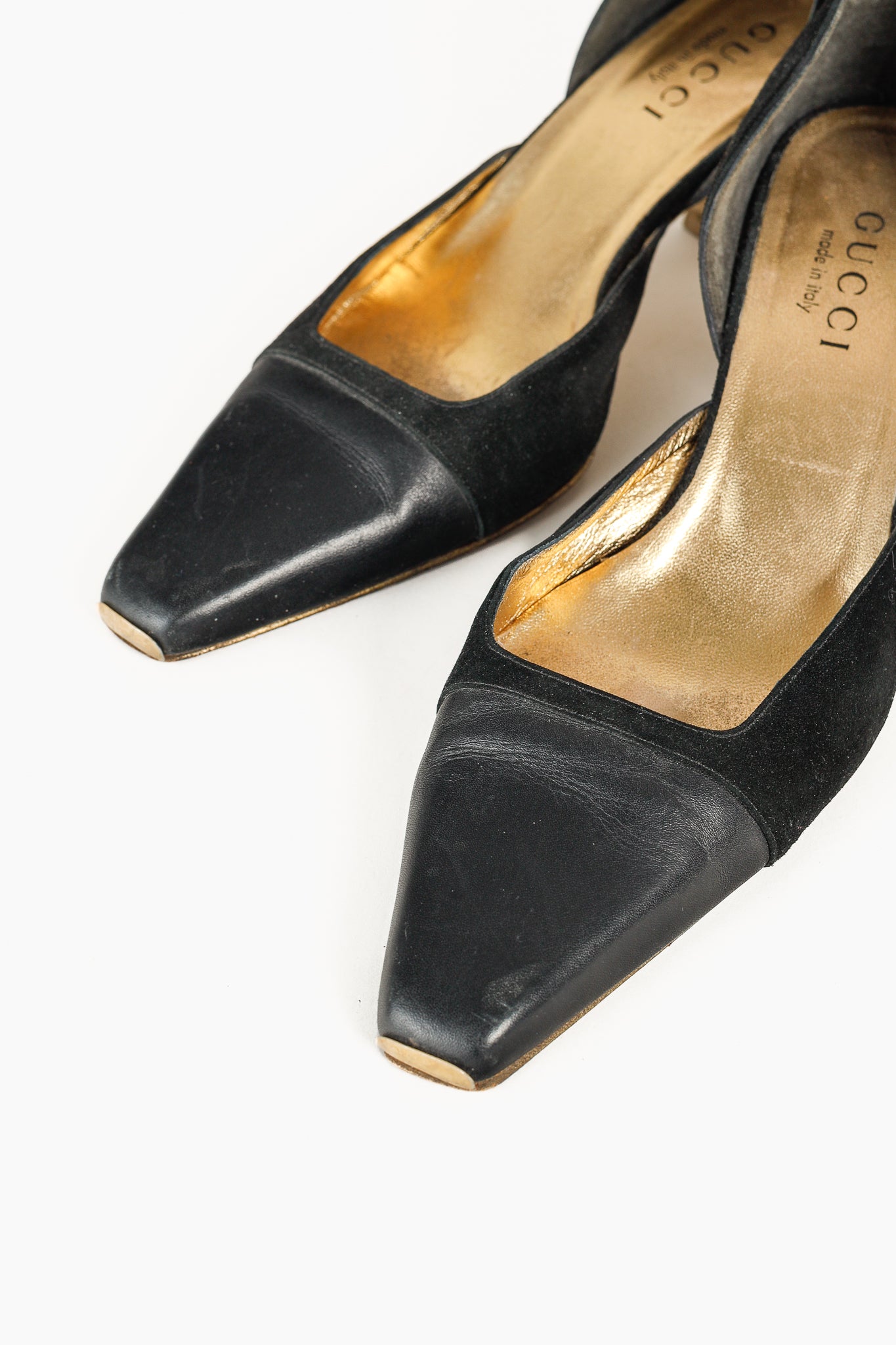 Gucci Tom Ford Era Black-Suede Pointed Toe Kitten Heels