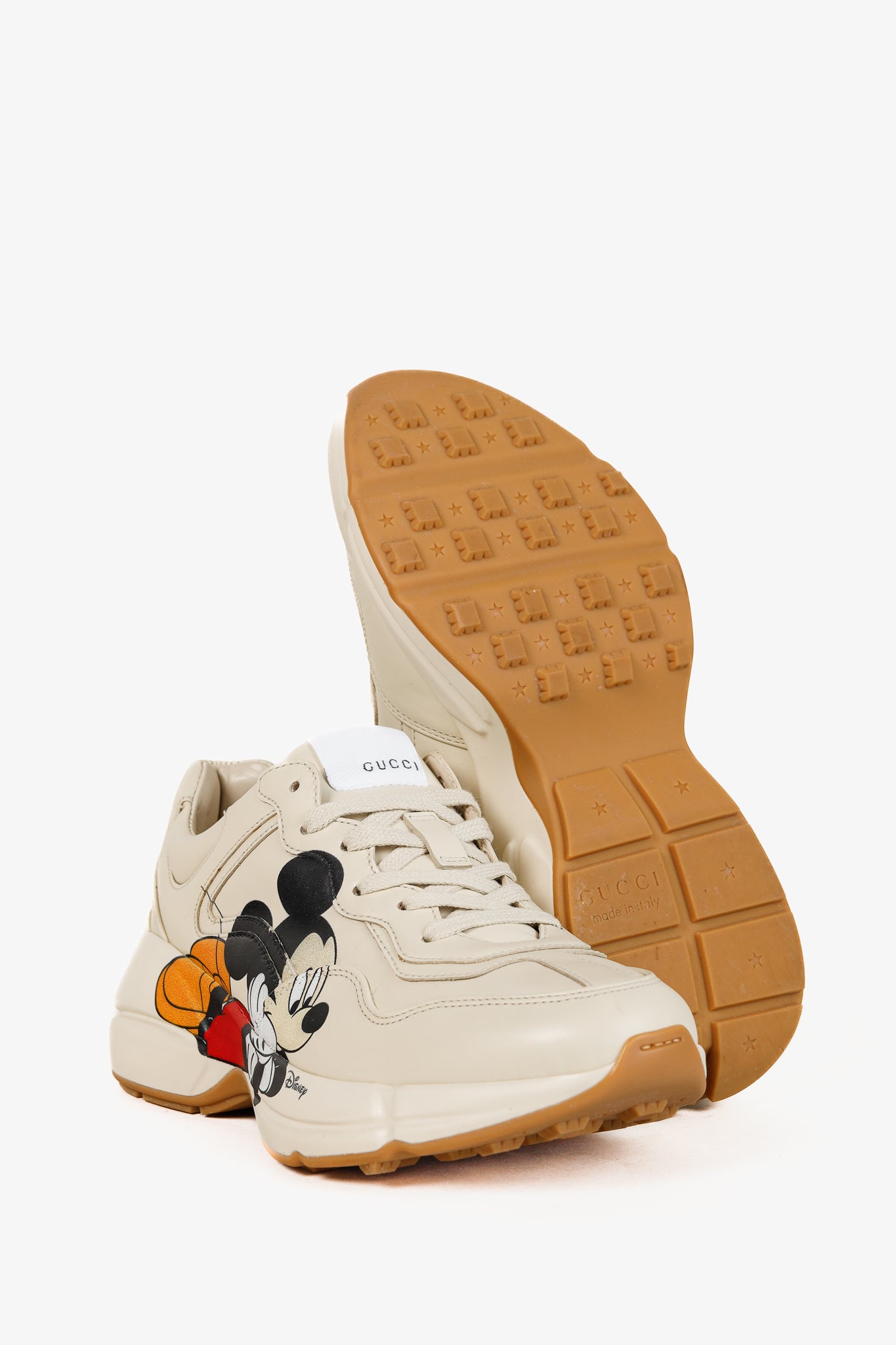 Gucci x Disney Rhyton Ivoire 'Mickey Mouse' Leather Sneakers
