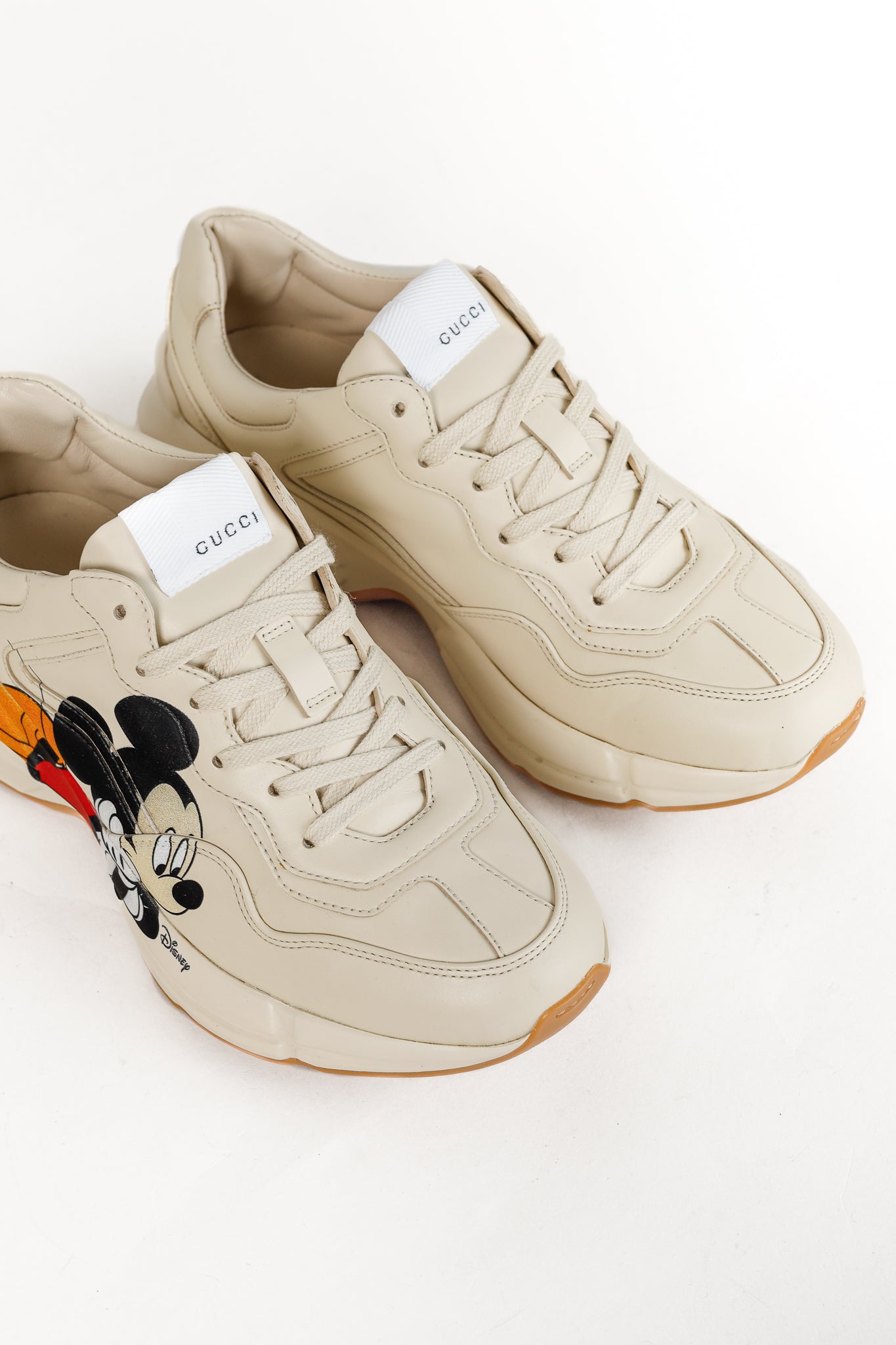 Gucci x Disney Rhyton Ivoire 'Mickey Mouse' Leather Sneakers