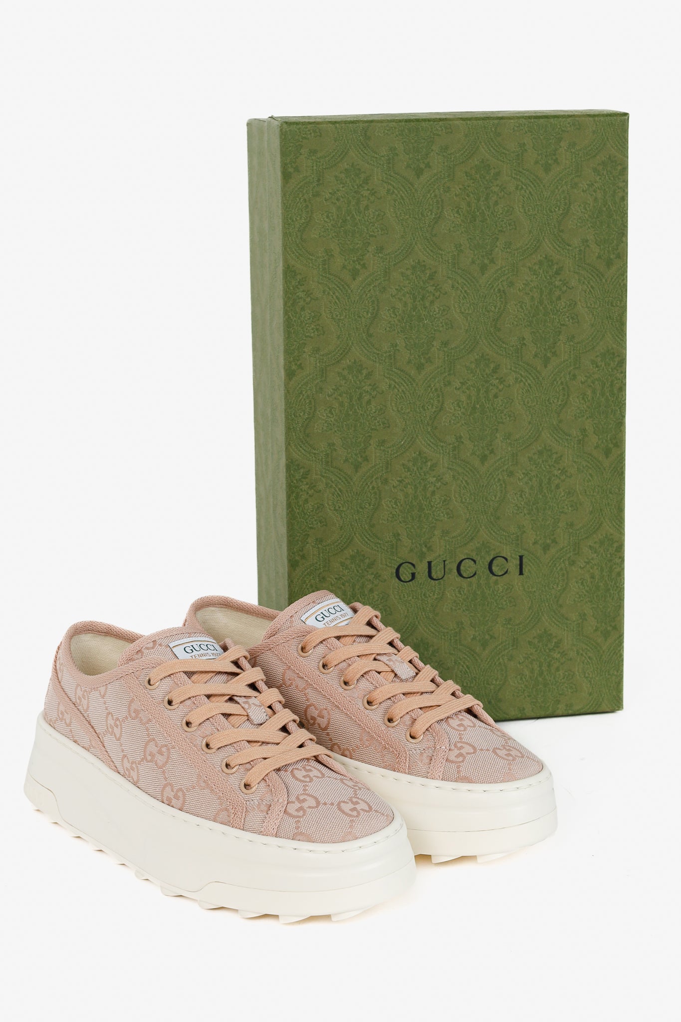 Gucci Pink New Canvas GG Monogram Platform Sneakers