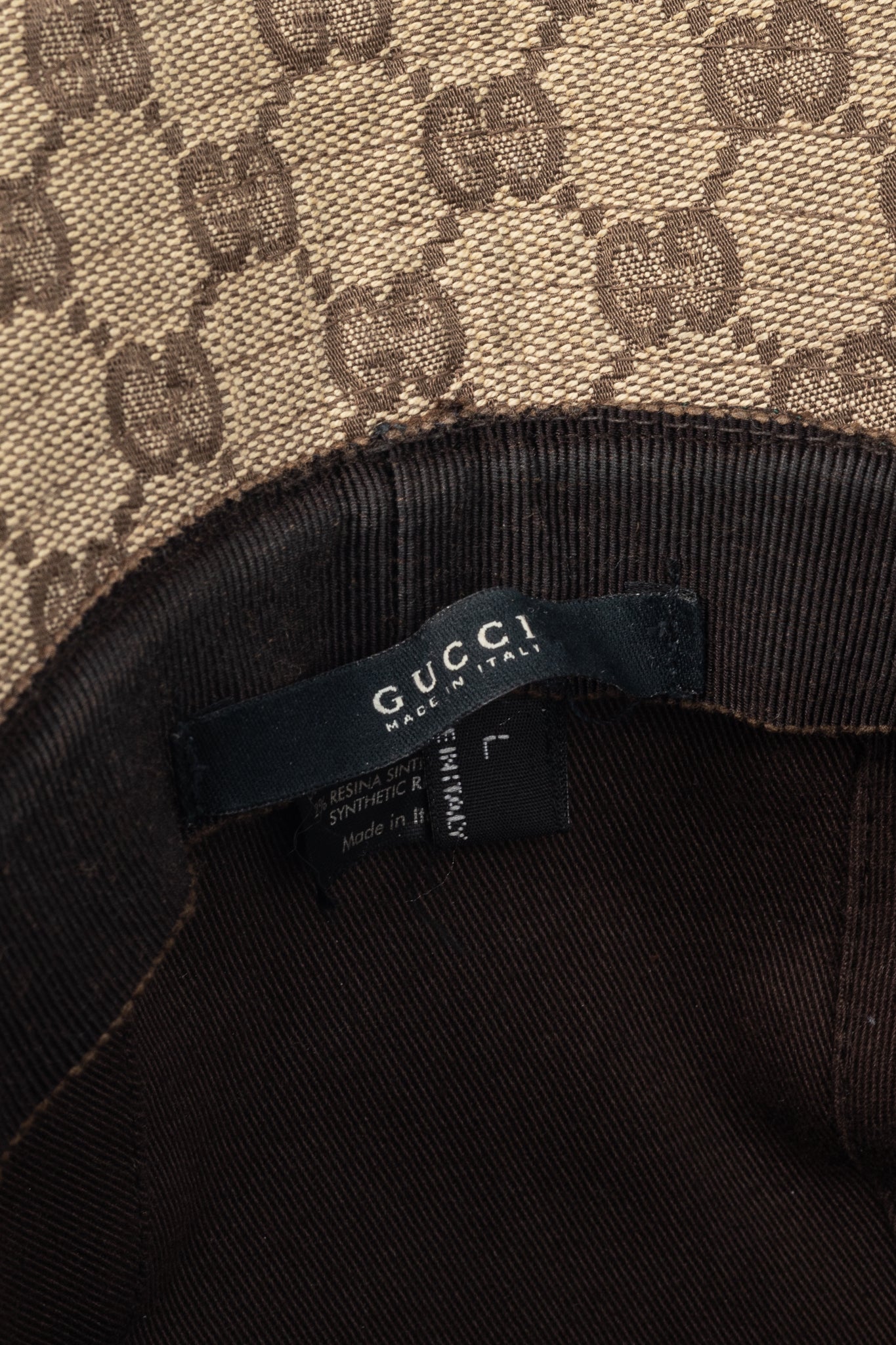 Gucci Beige & Ebony GG Canvas Web Bucket Hat