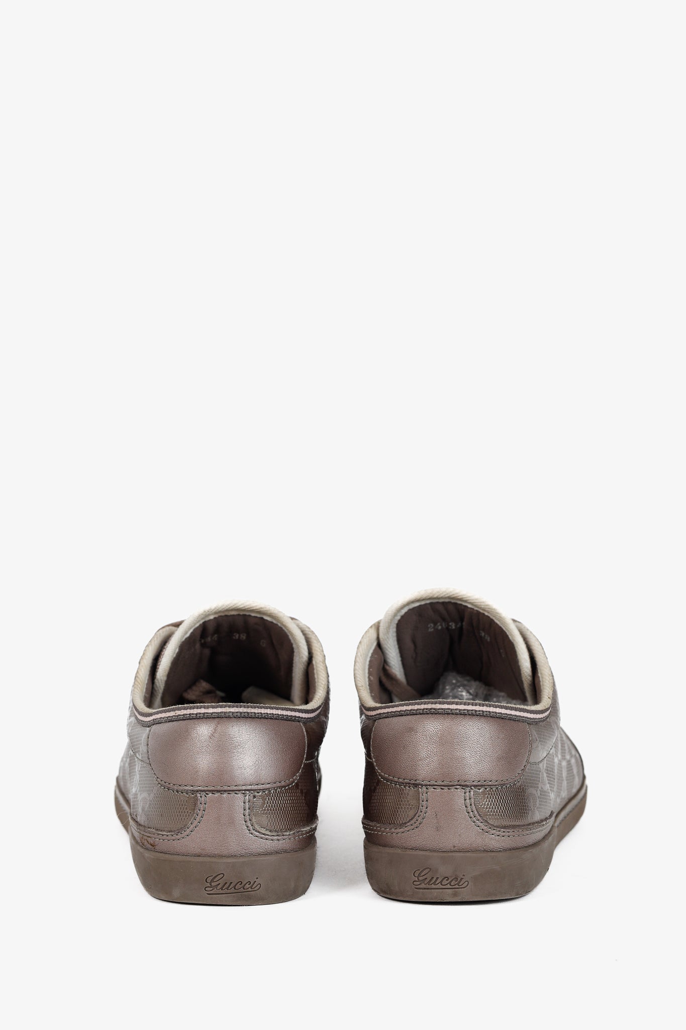 Gucci New Mauve GG Imprime & Miro Soft Metallic Leather Sneakers