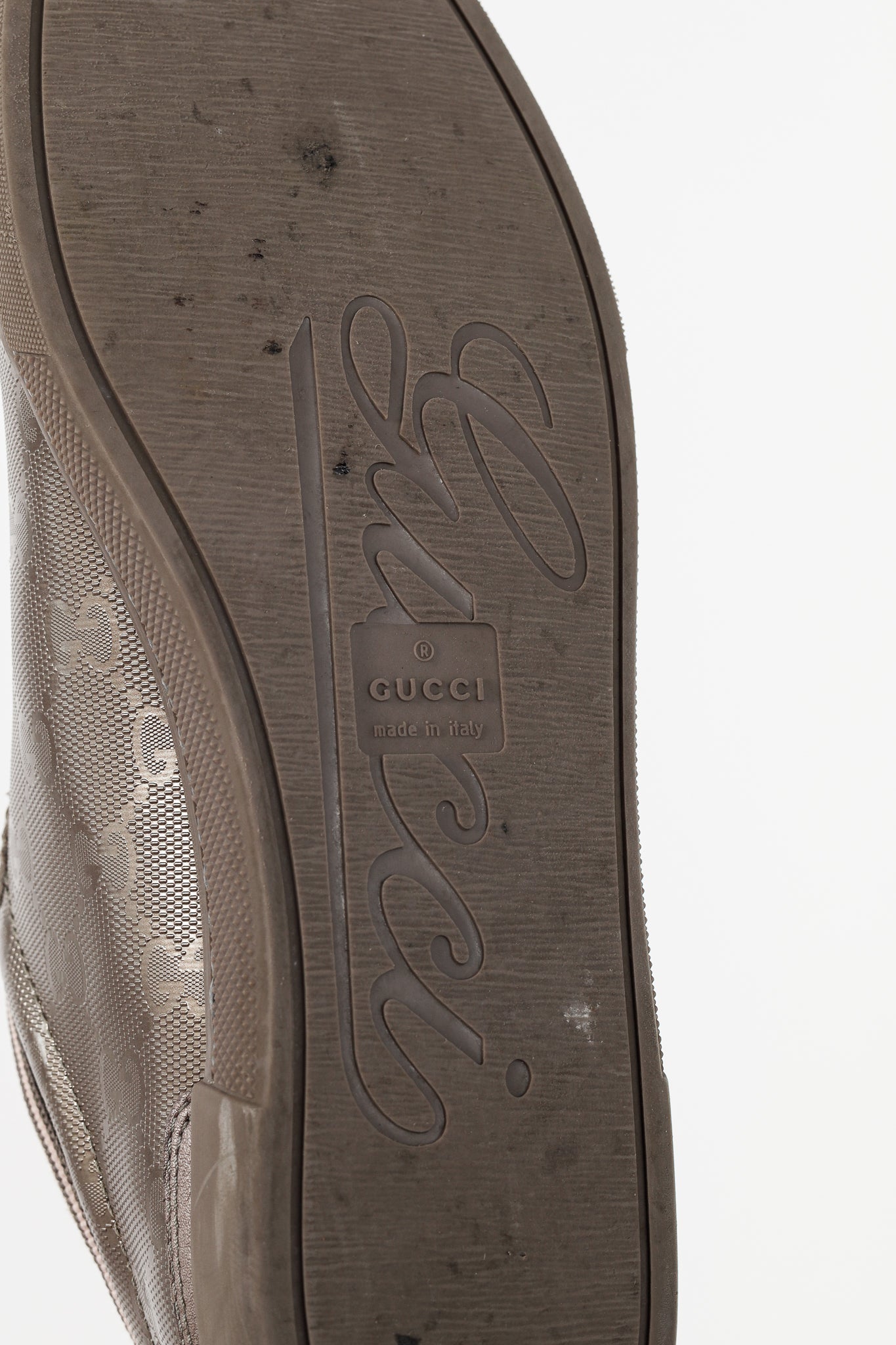Gucci New Mauve GG Imprime & Miro Soft Metallic Leather Sneakers