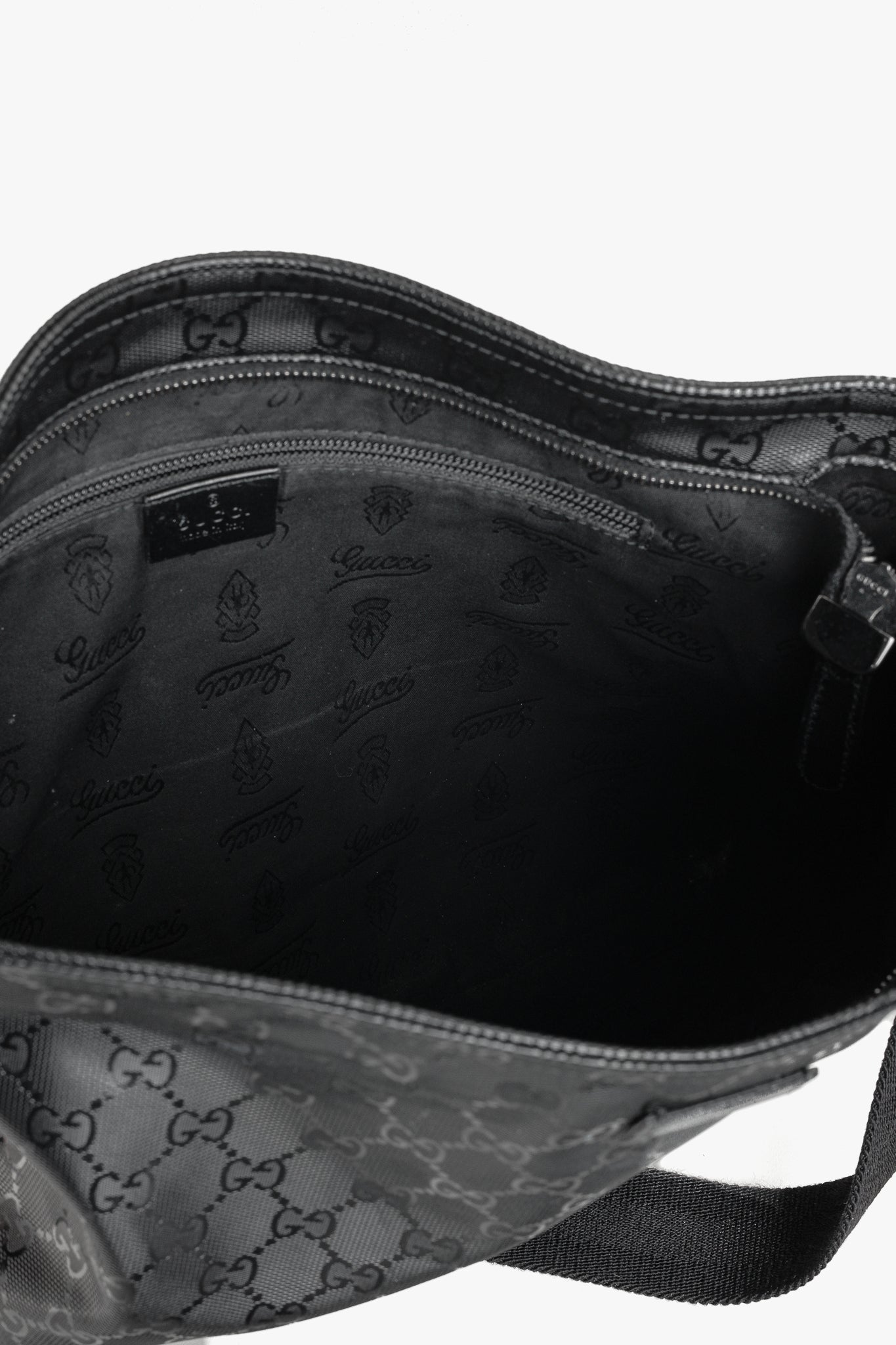 Gucci Black GG Imprime Coated Canvas Messenger Bag