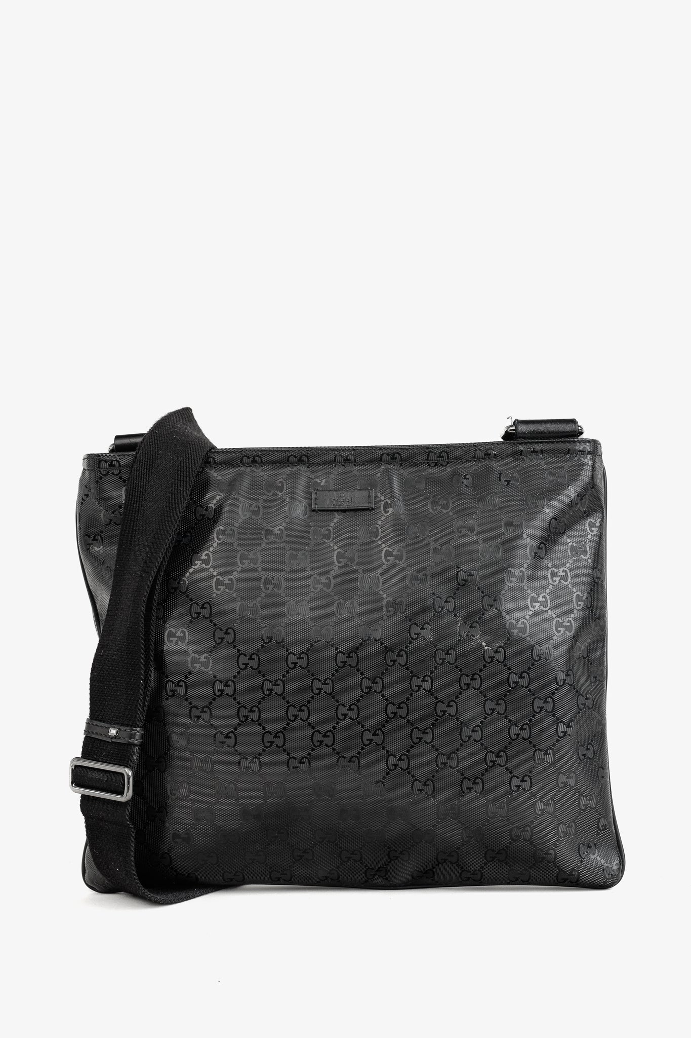 Gucci Black GG Imprime Coated Canvas Messenger Bag
