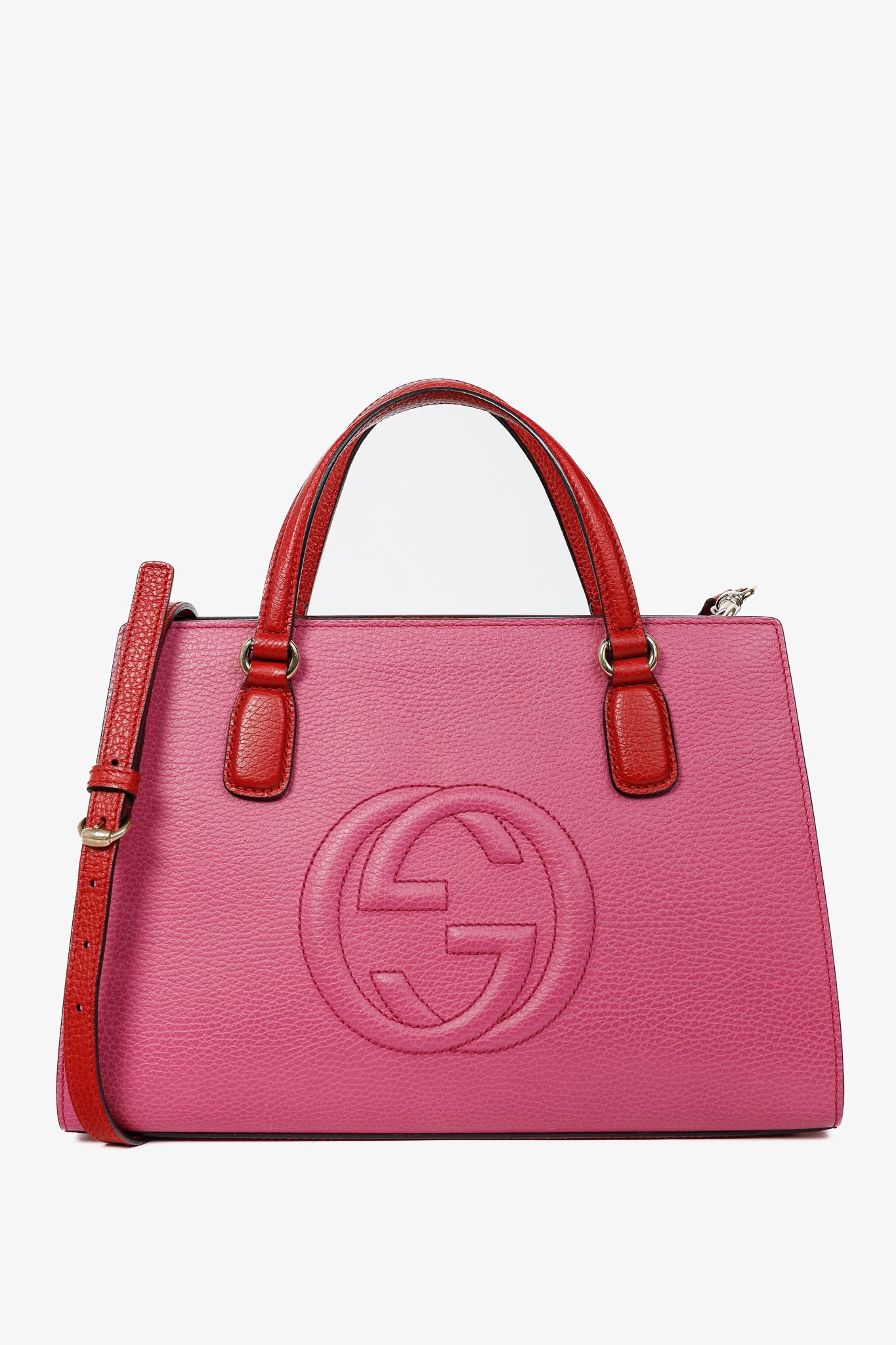 Gucci Medium Soho New Rosette & Hibiscus GG Leather Top Handle Tote