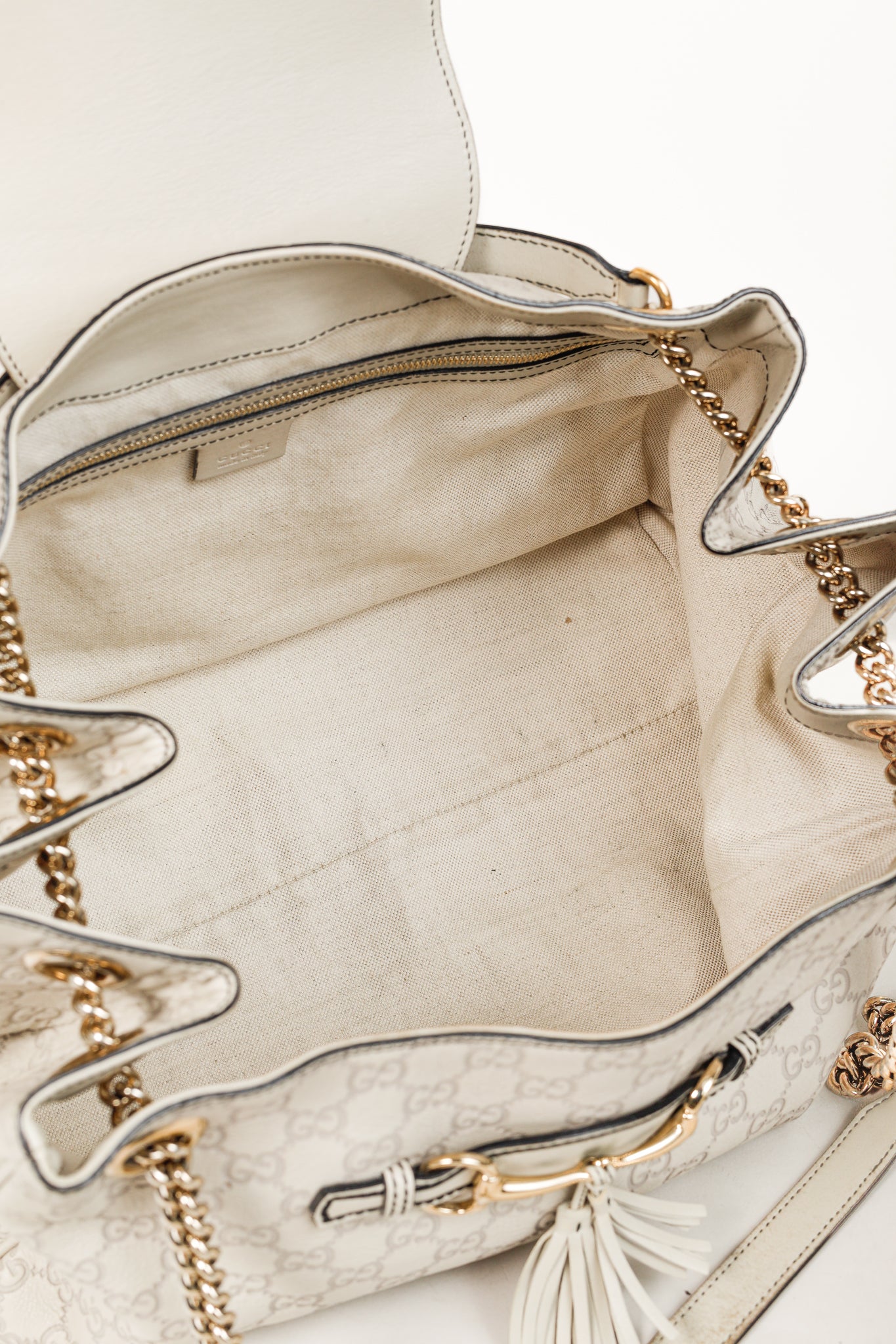 Gucci Medium Emily Off-White Guccissima Leather Shoulder Bag