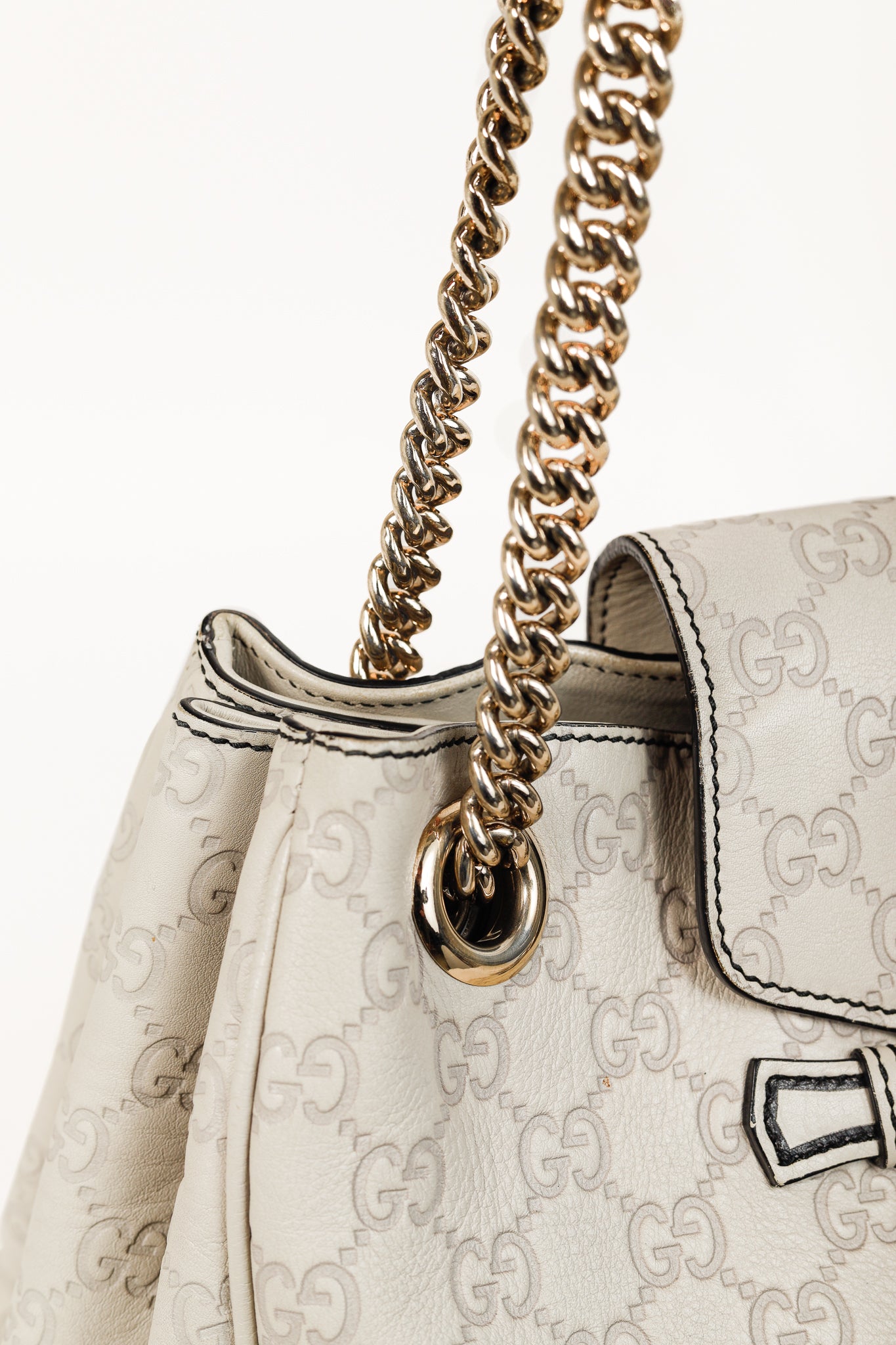 Gucci Medium Emily Off-White Guccissima Leather Shoulder Bag