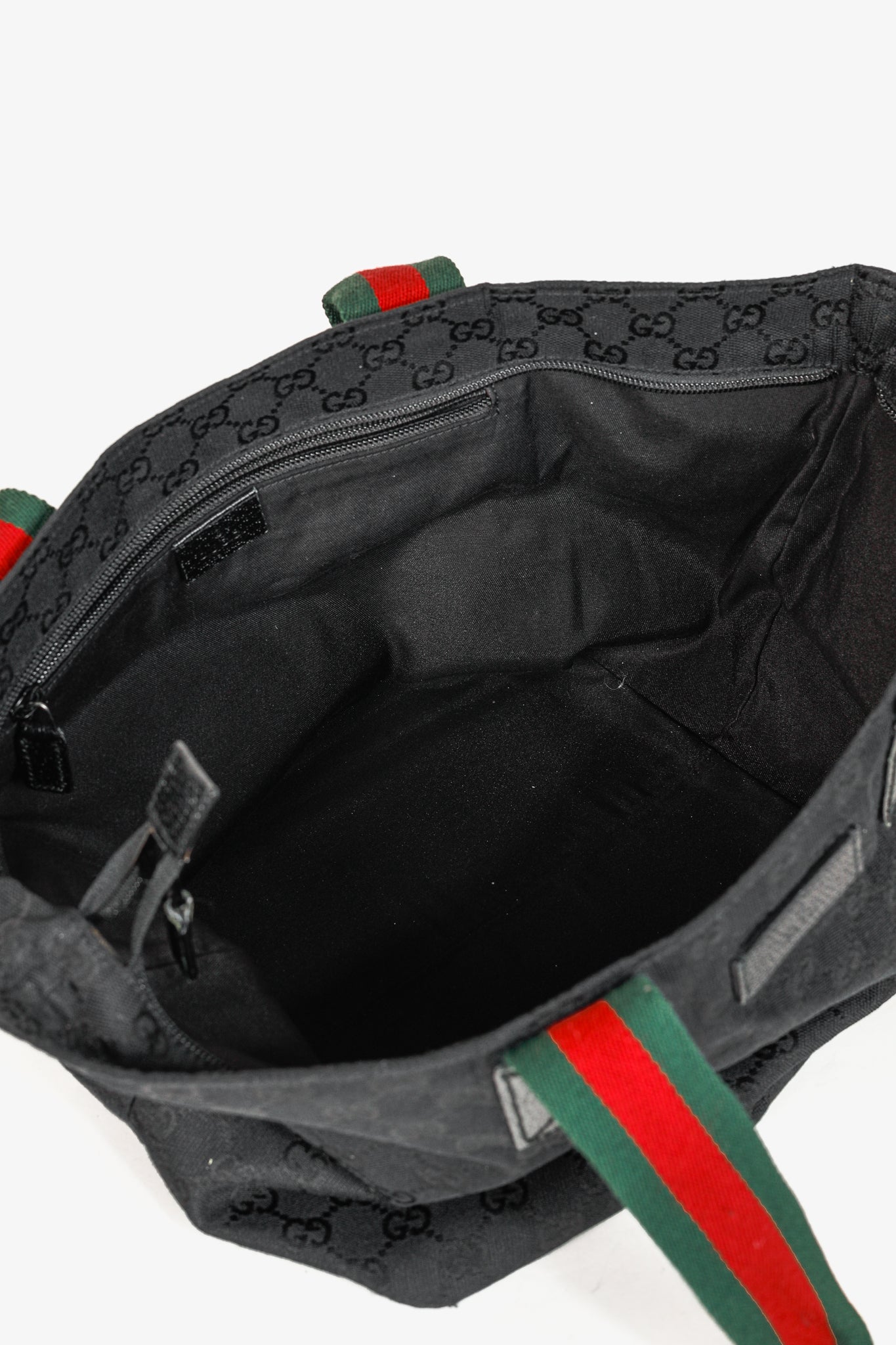 Gucci Black GG Canvas Web-Strap Small Tote