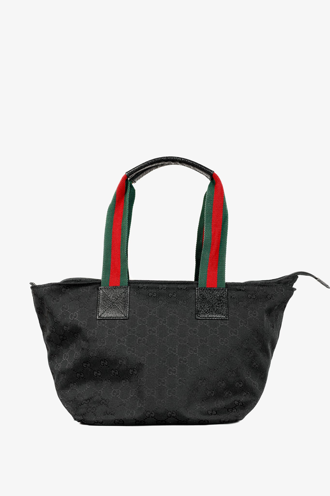 Gucci Black GG Canvas Web-Strap Small Tote