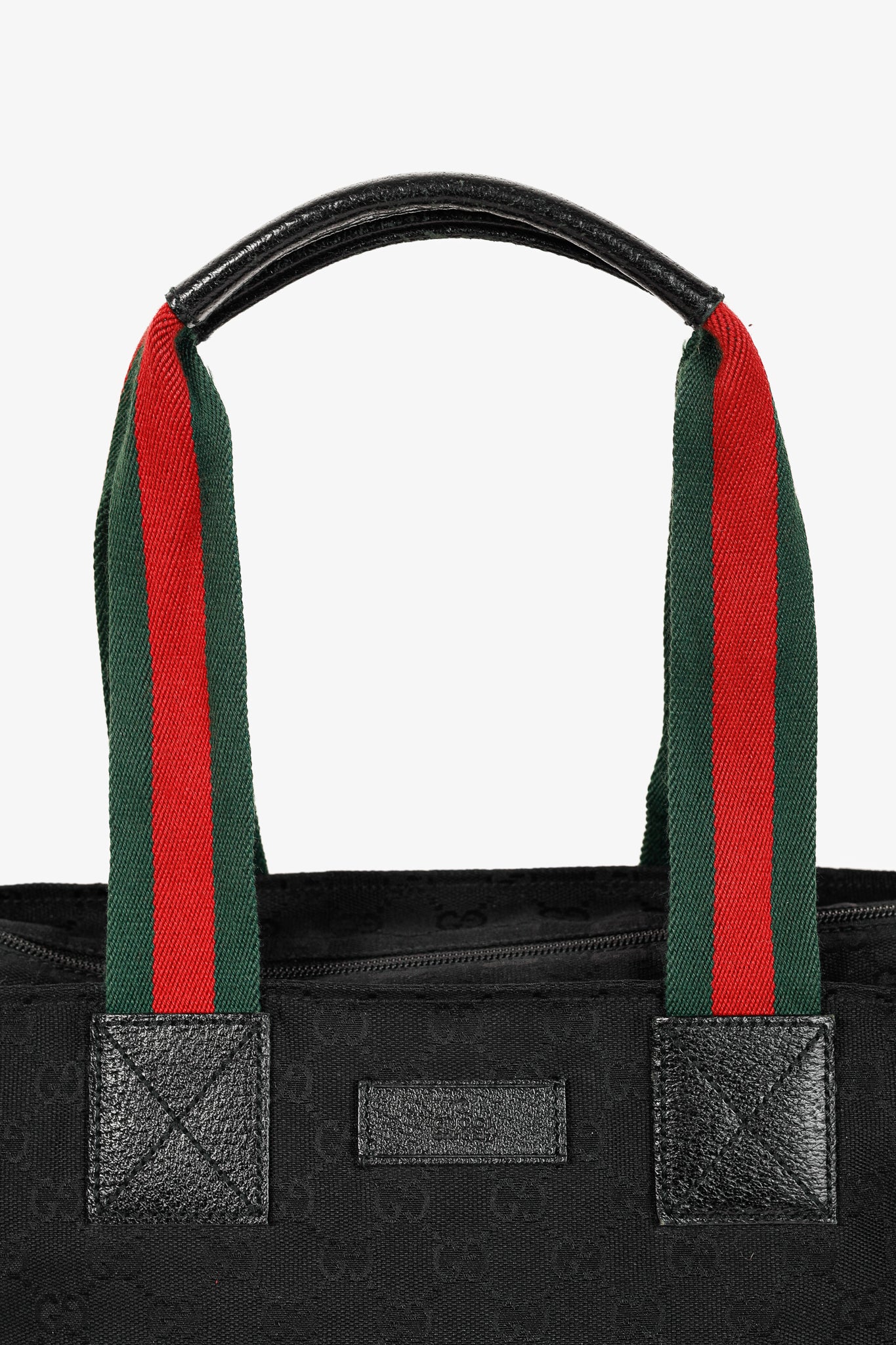 Gucci Black GG Canvas Web-Strap Small Tote