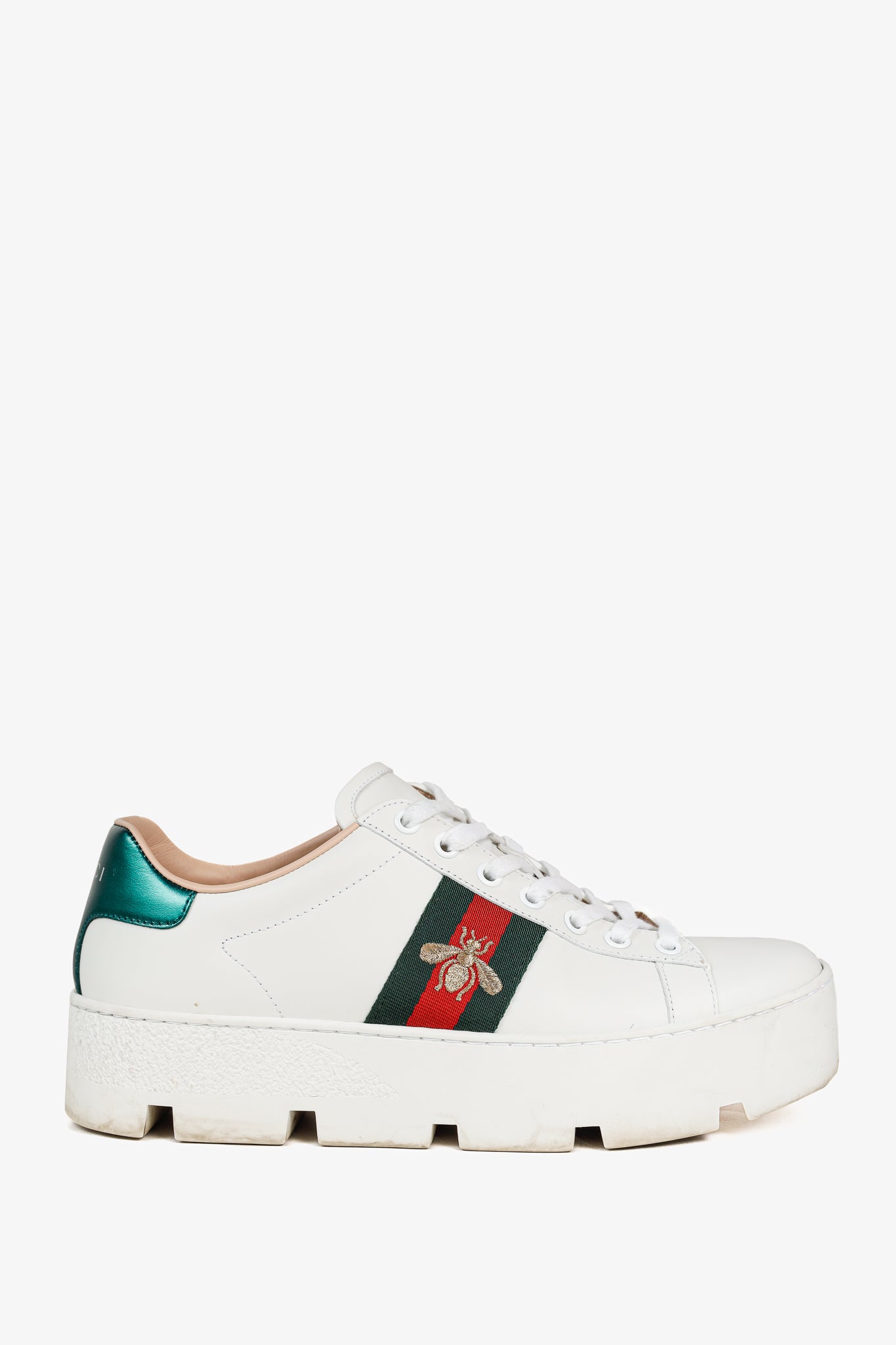 Gucci Ace White Leather Platform Sneakers