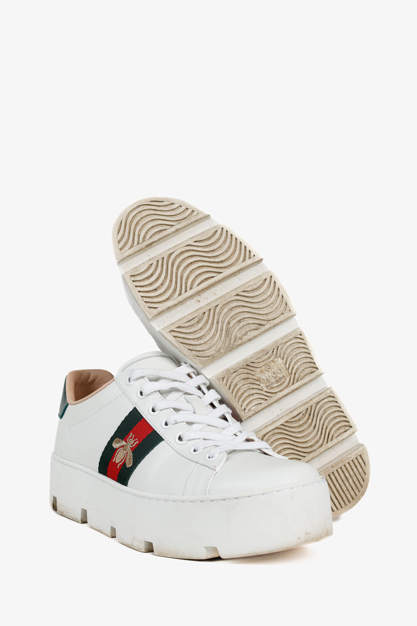 Gucci Ace White Leather Platform Sneakers