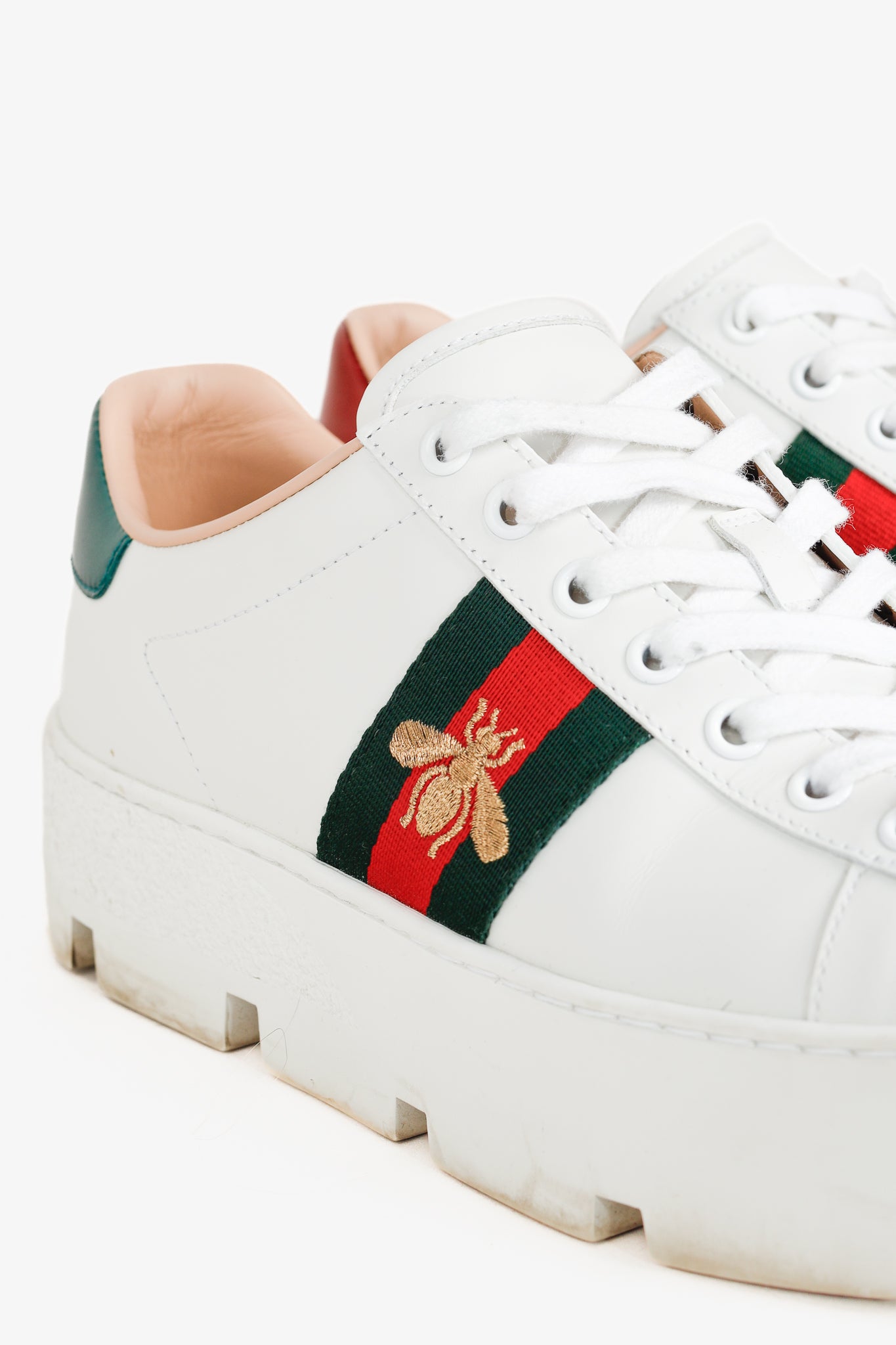 Gucci Ace White Leather Platform Sneakers