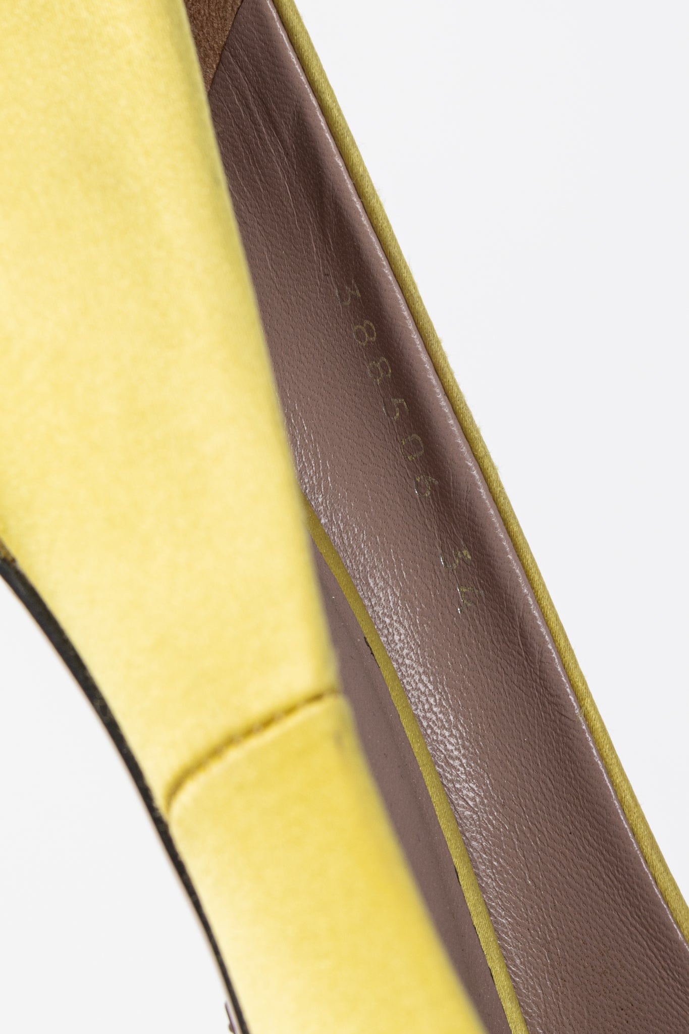 Gucci Yellow Raso Seta Crystal-GG Pointed-Toe Pumps
