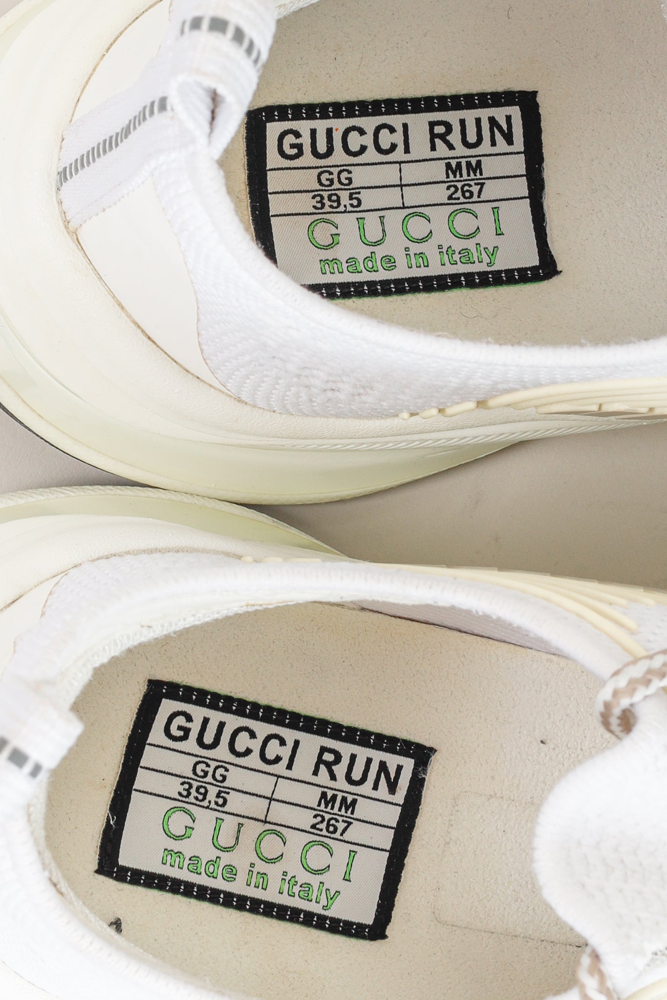 Gucci Run White Knit Logo Lace-Up Sneakers