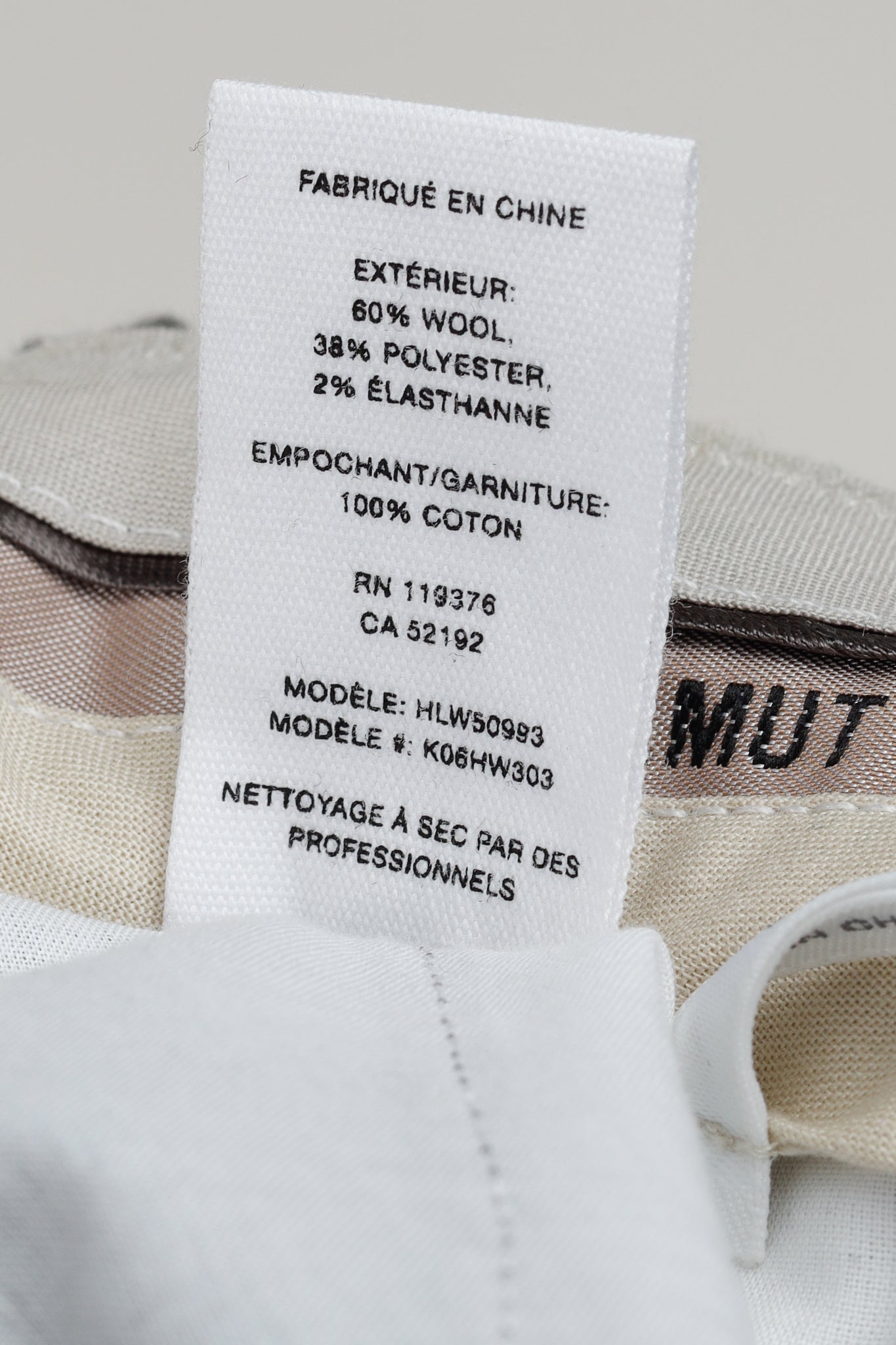 Helmut Lang AW/20 Light Grey Melange Tela Suiting Trouser Skirt