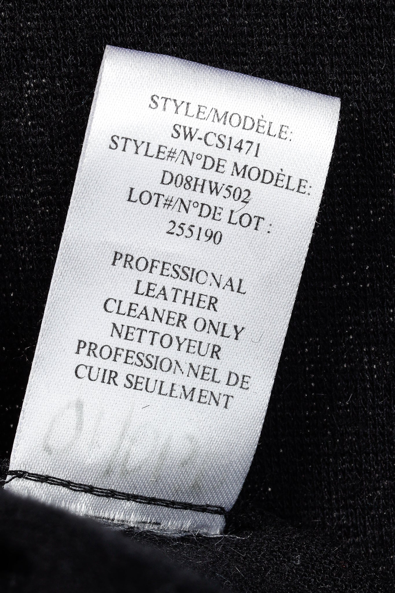 Helmut Lang Black Angora Leather-Trim Cozy Long Sleeve Top
